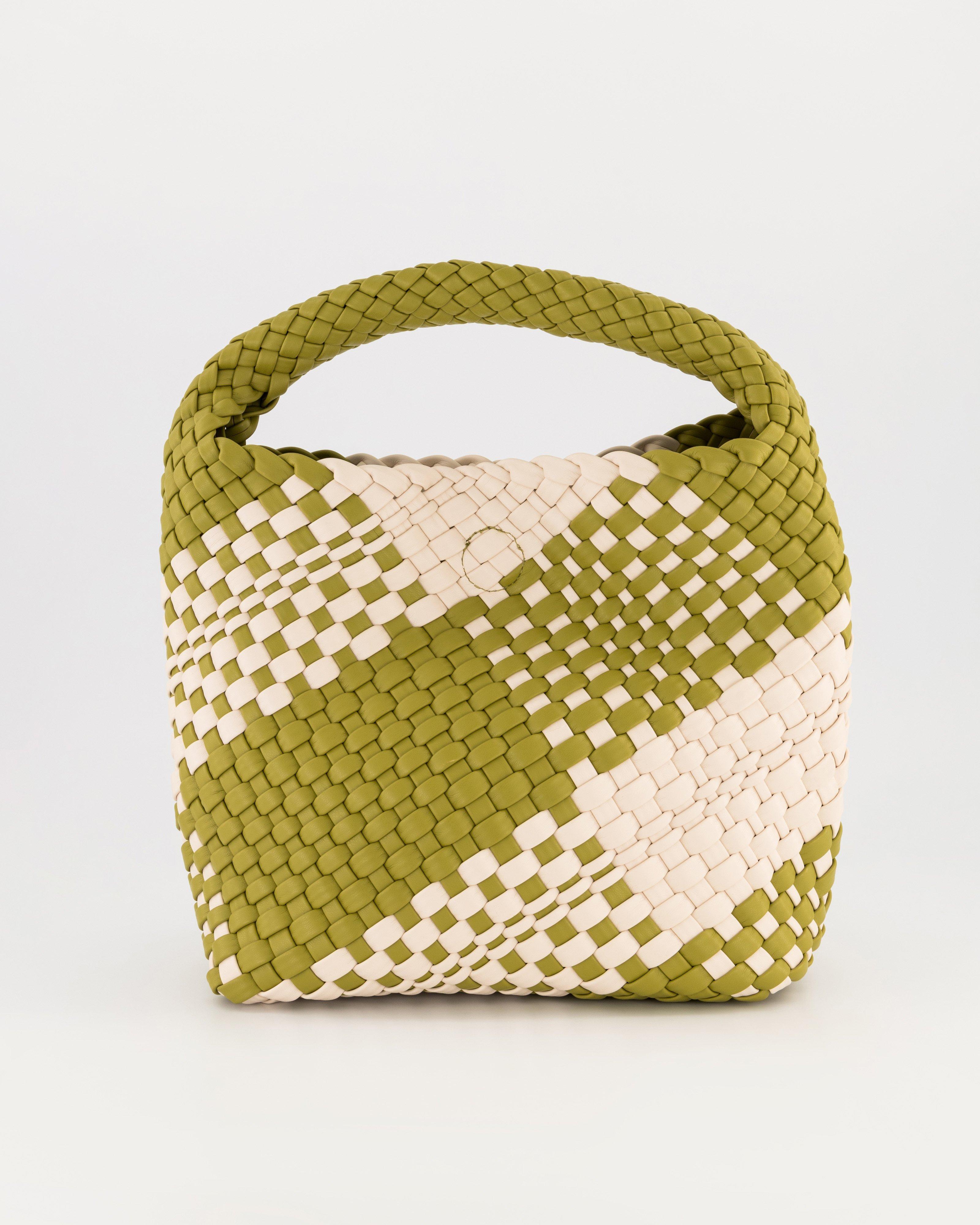 Flora Woven Colourblock Handbag -  Olive