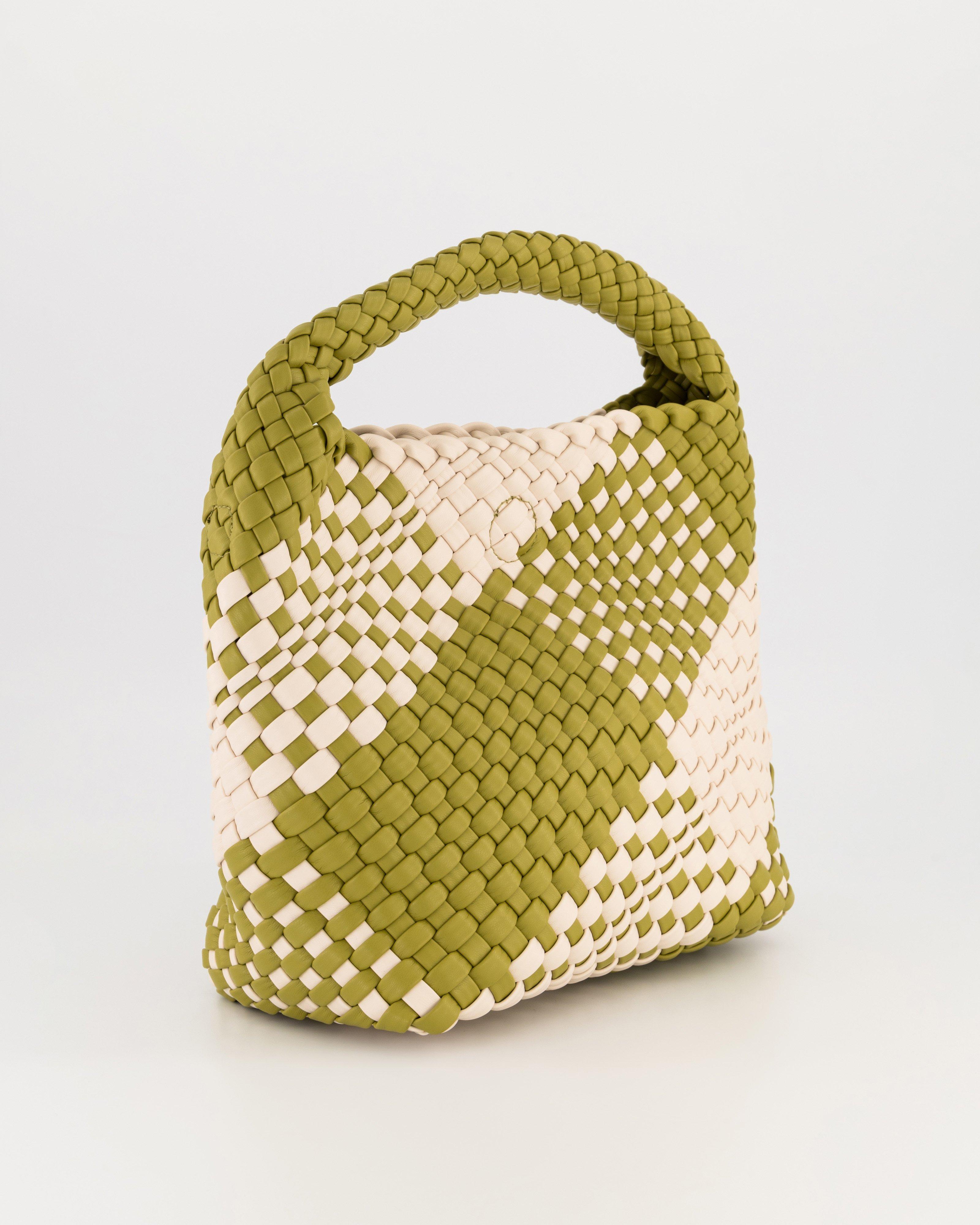 Flora Woven Colourblock Handbag -  Olive