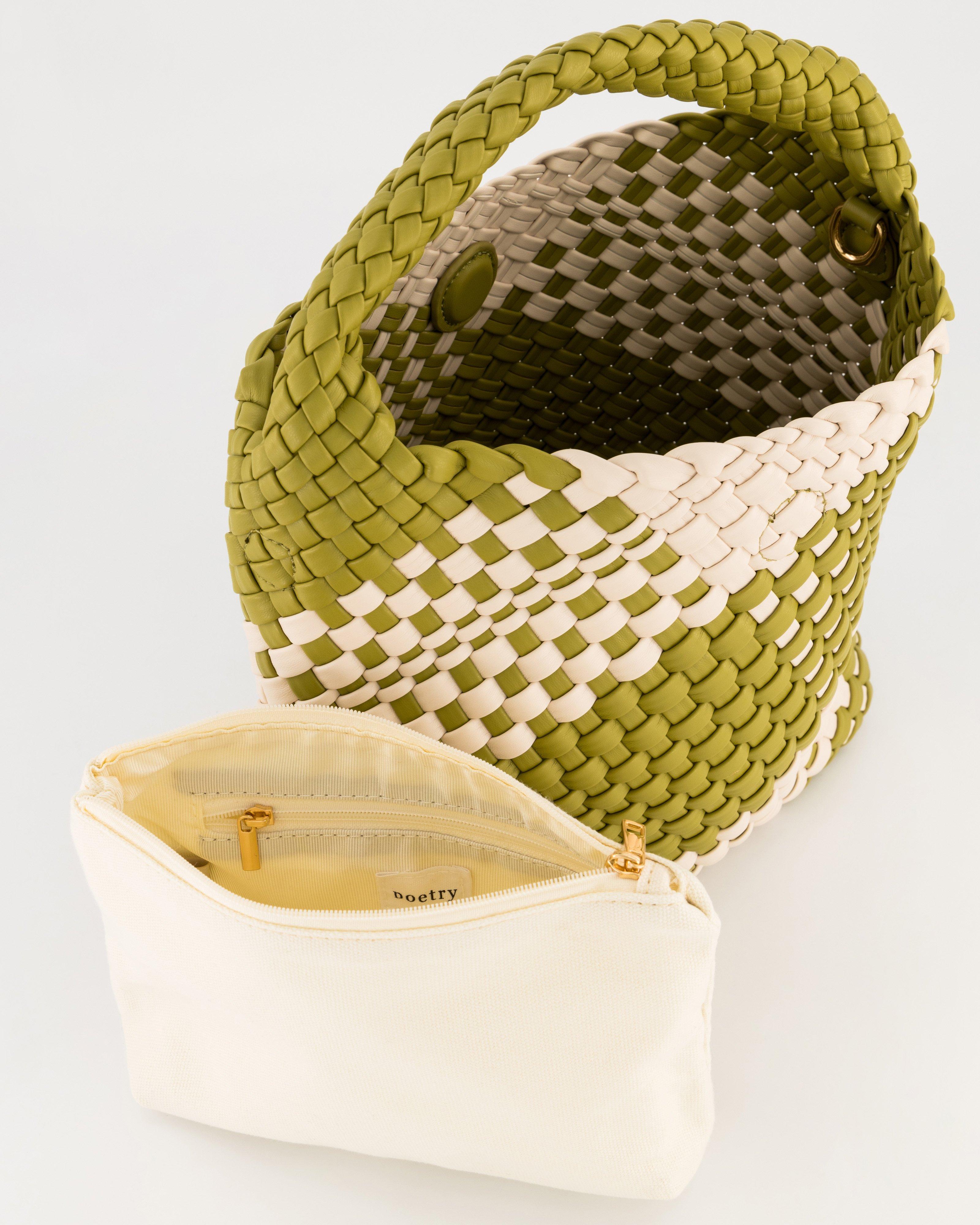 Flora Woven Colourblock Handbag -  Olive