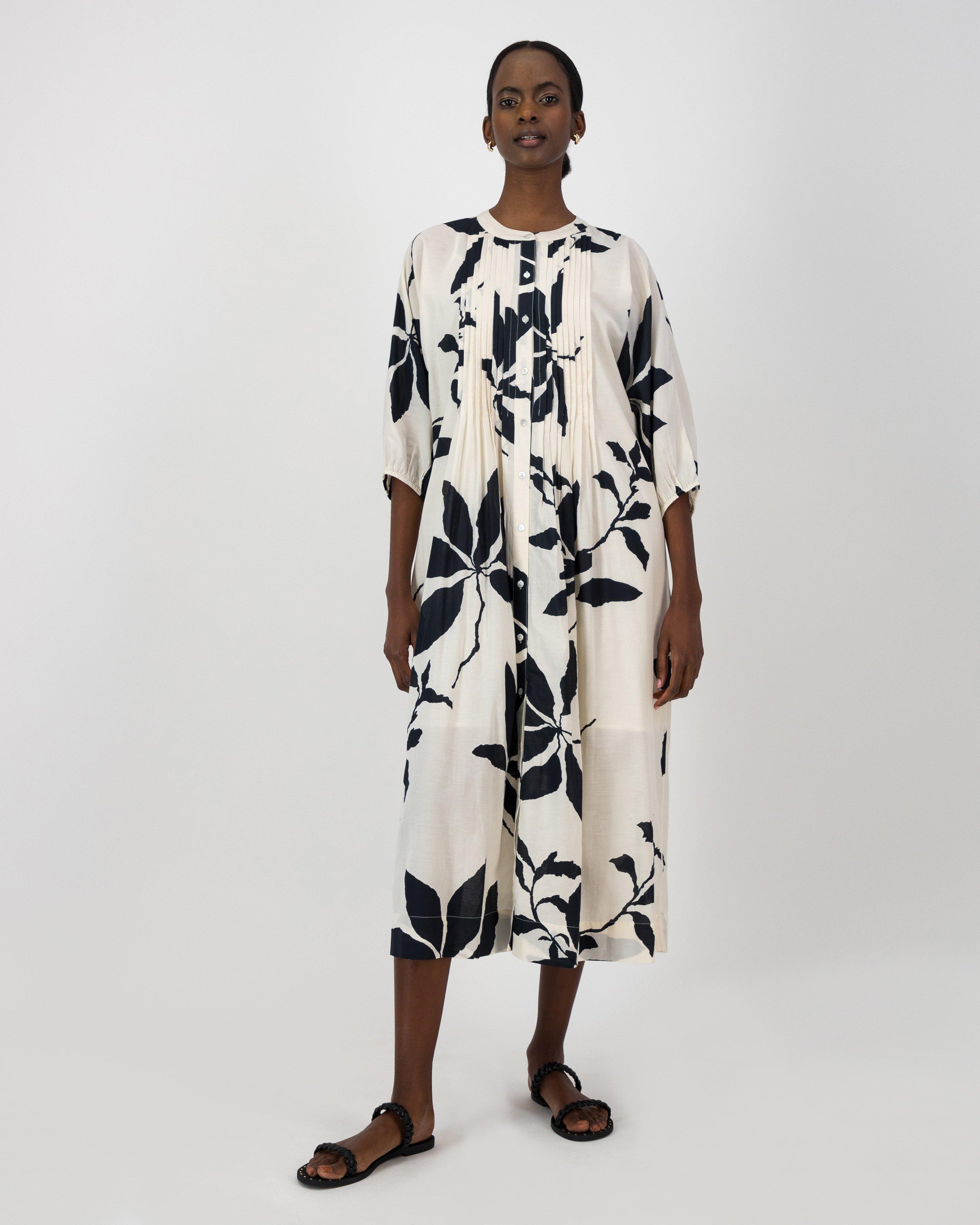 Leif Printed Pintuck Shirt Dress -  Pale Pink