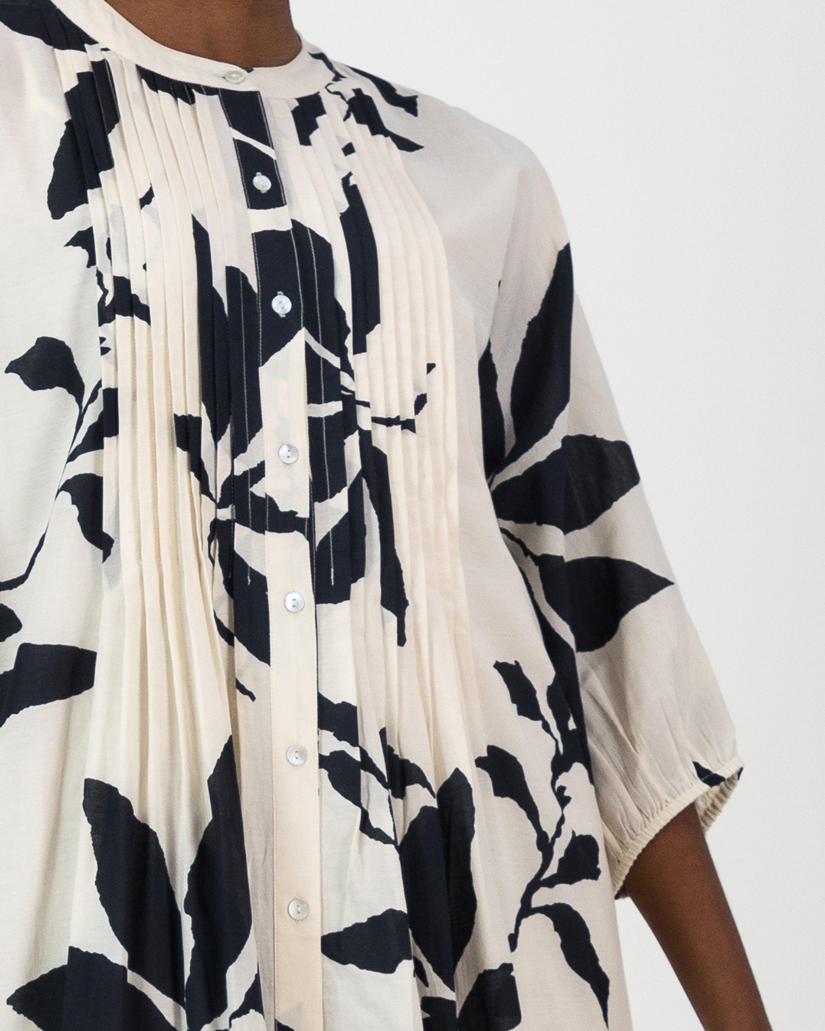 Leif Printed Pintuck Shirt Dress -  Pale Pink
