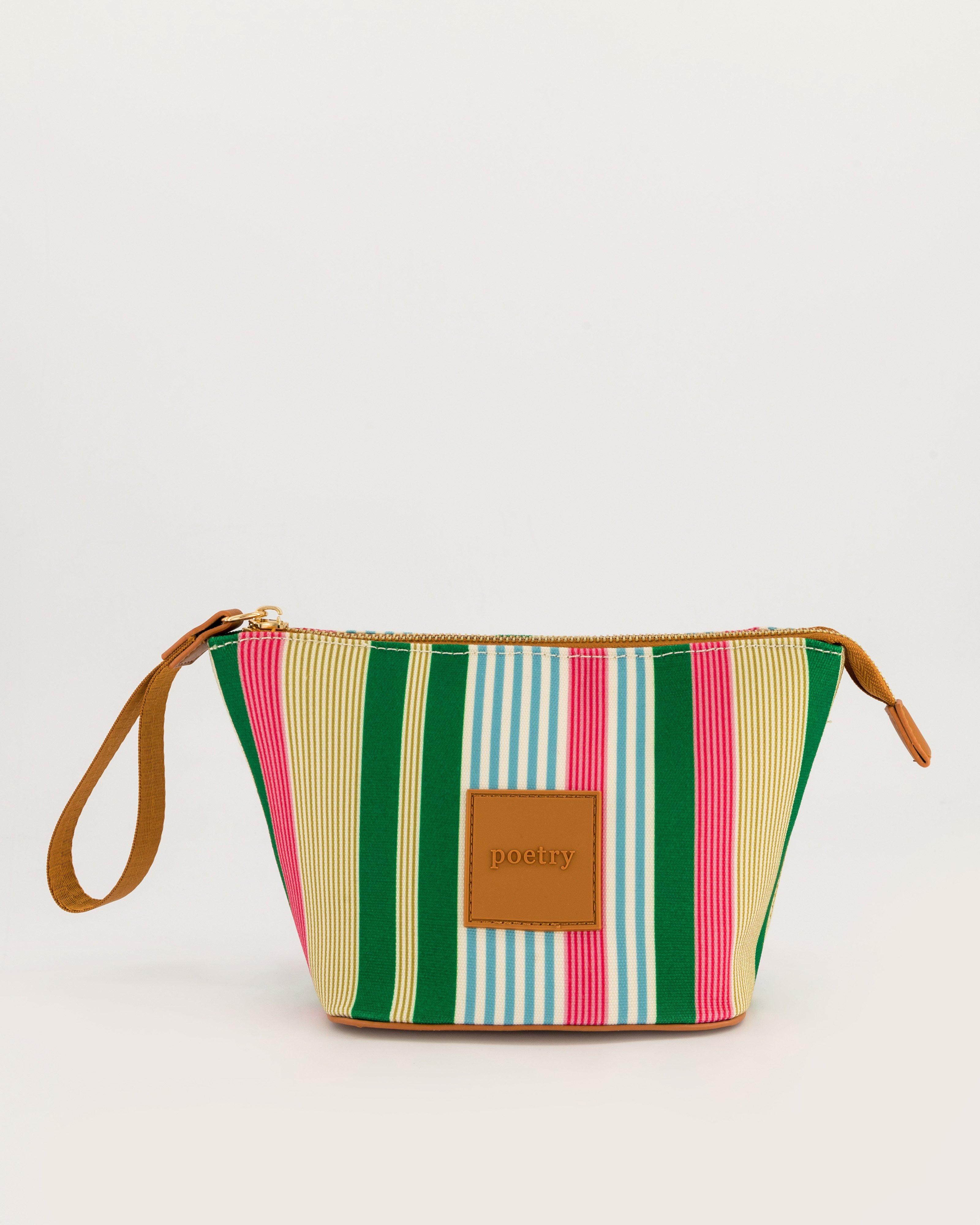 Maxine Stripe Cosmetic Bag -  Pink