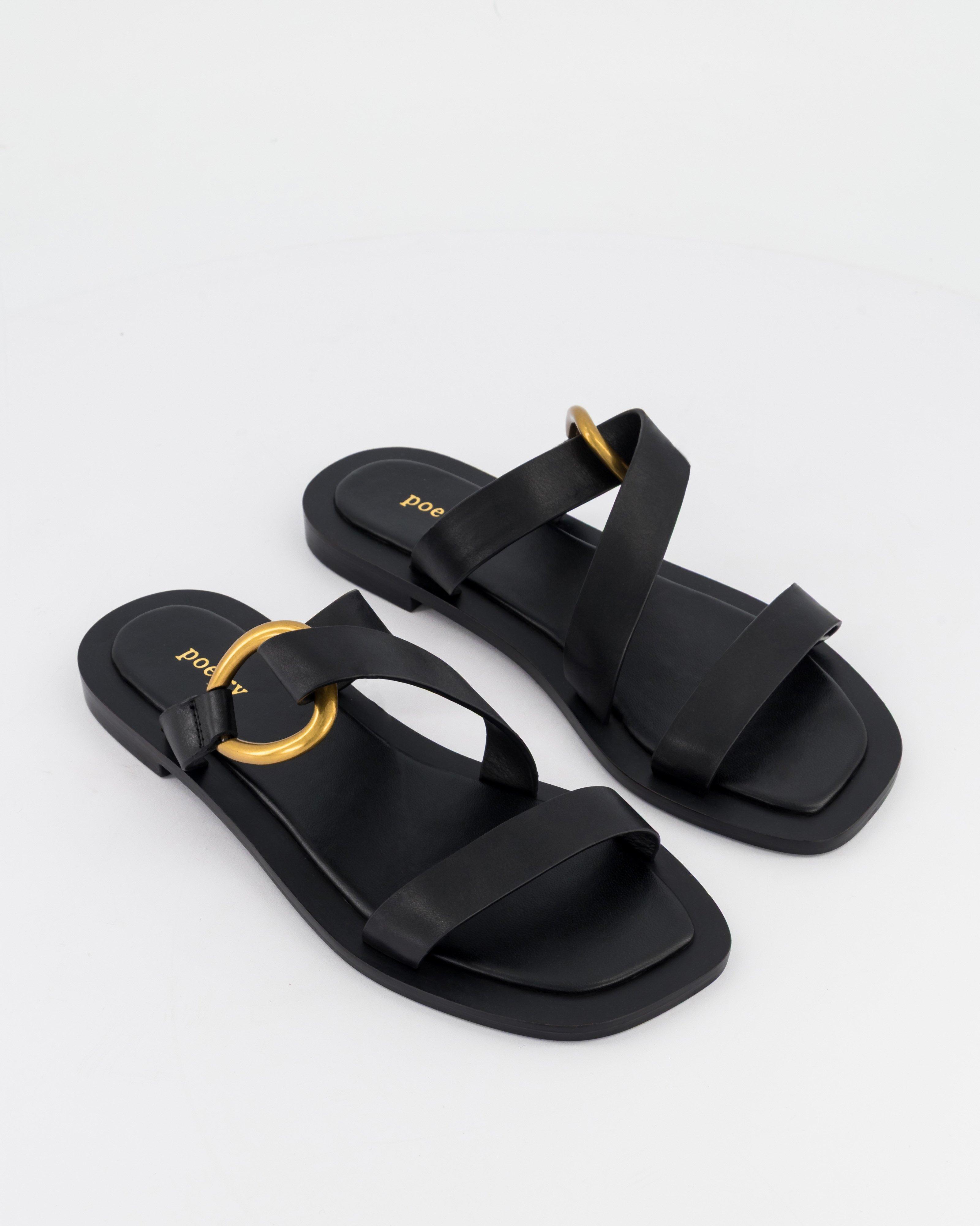 Axel Leather Sandal -  Black