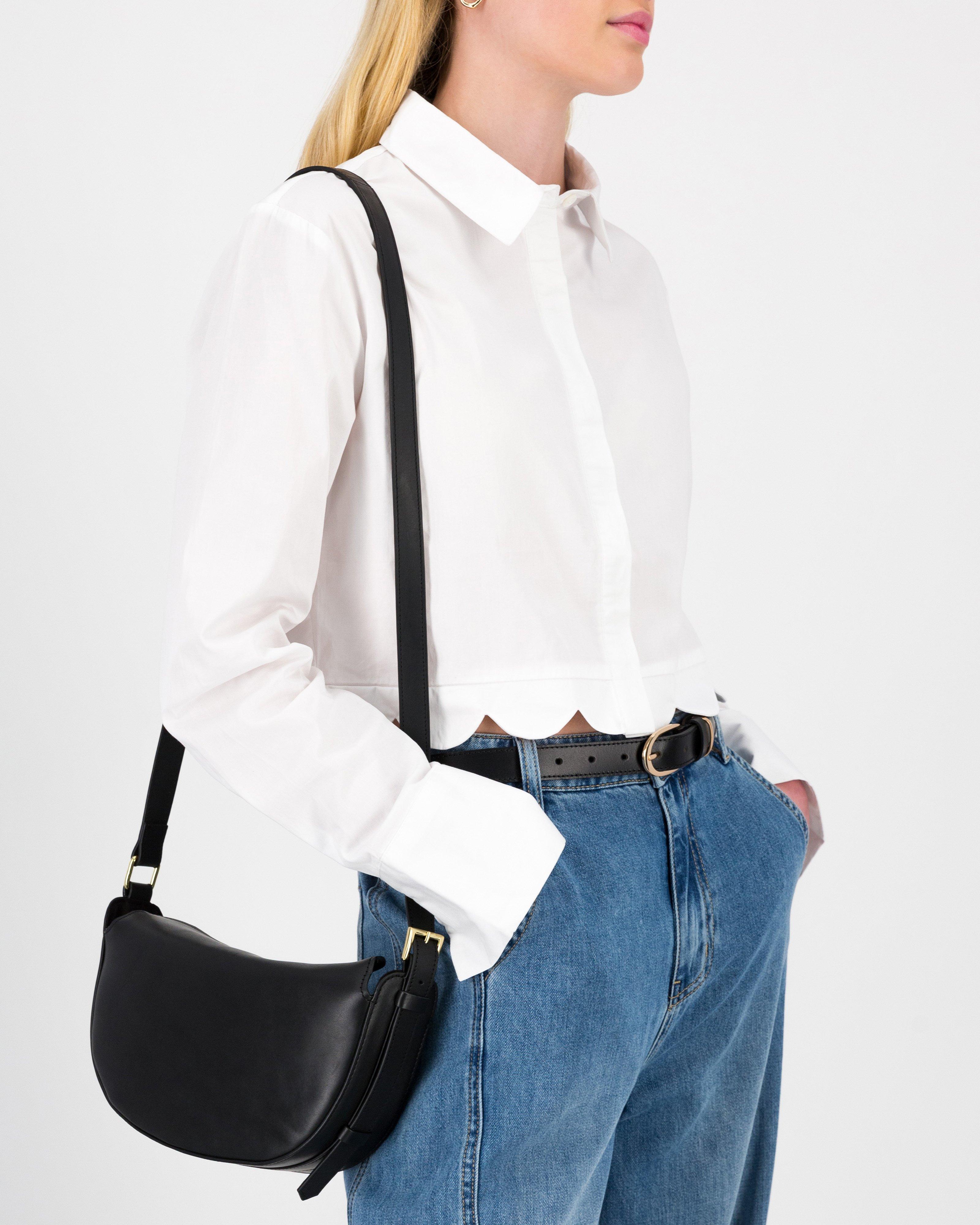 Chasidy Leather Crossbody Bag -  Black