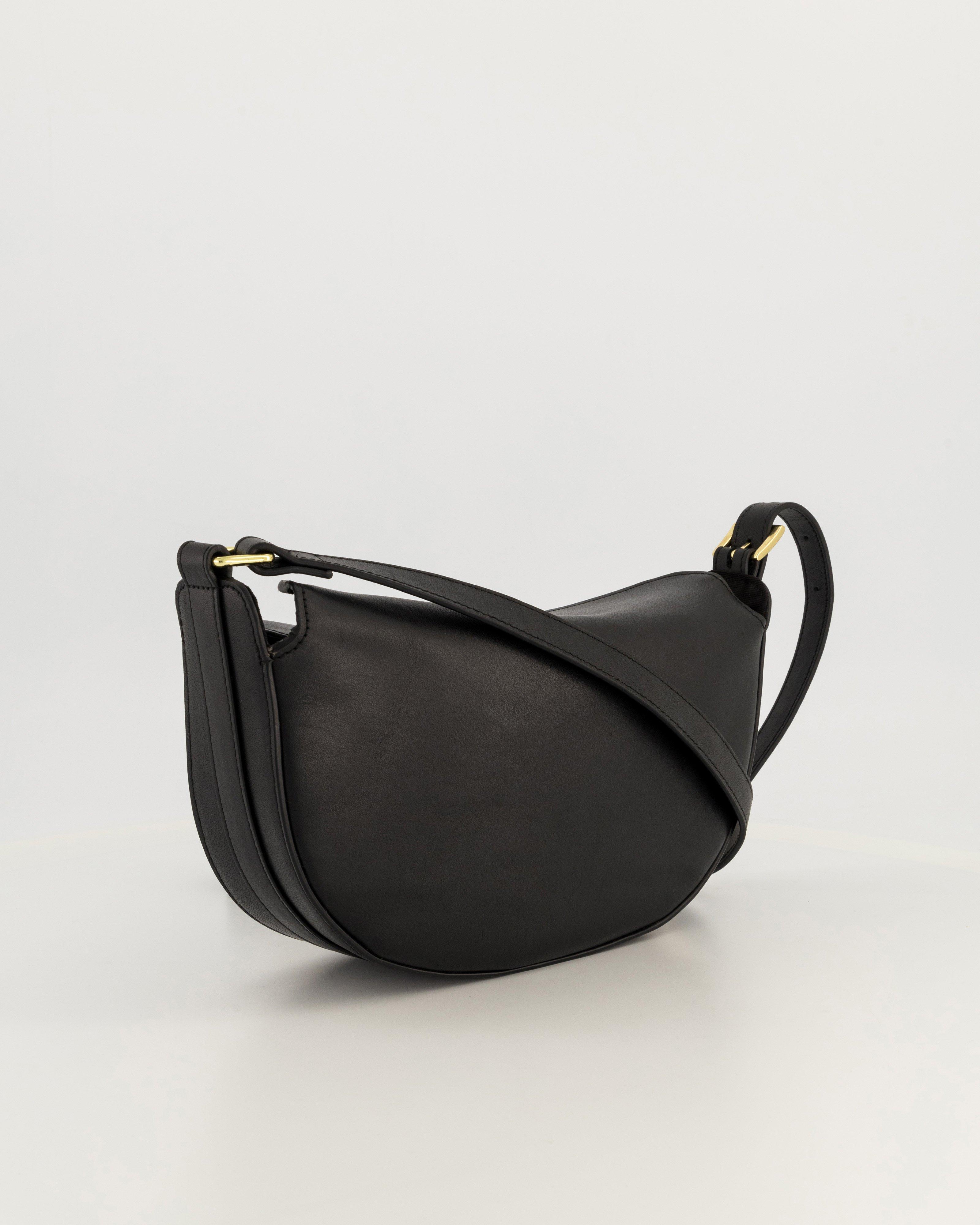 Chasidy Leather Crossbody Bag -  Black
