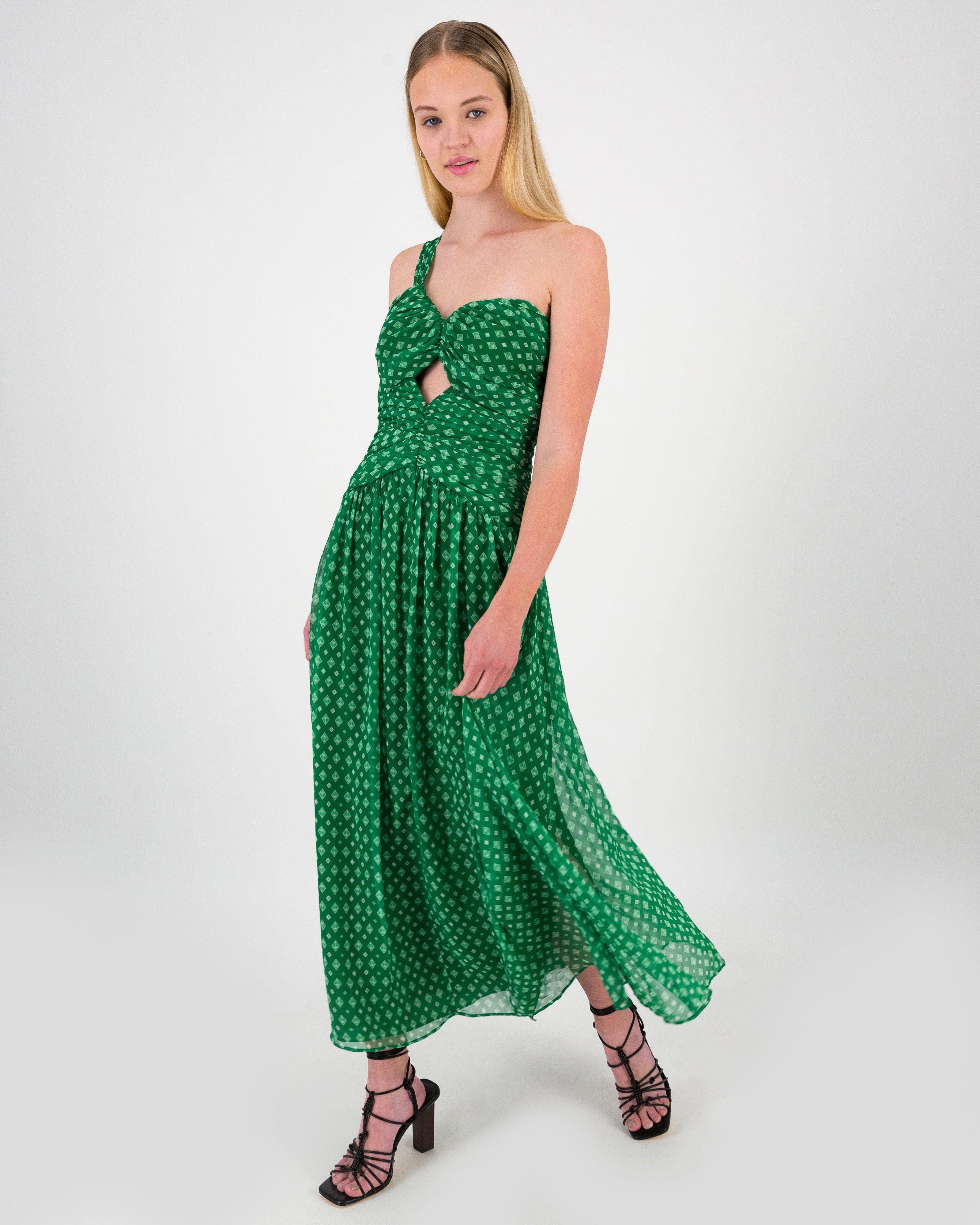 Adam Printed Draped Dress -  Green