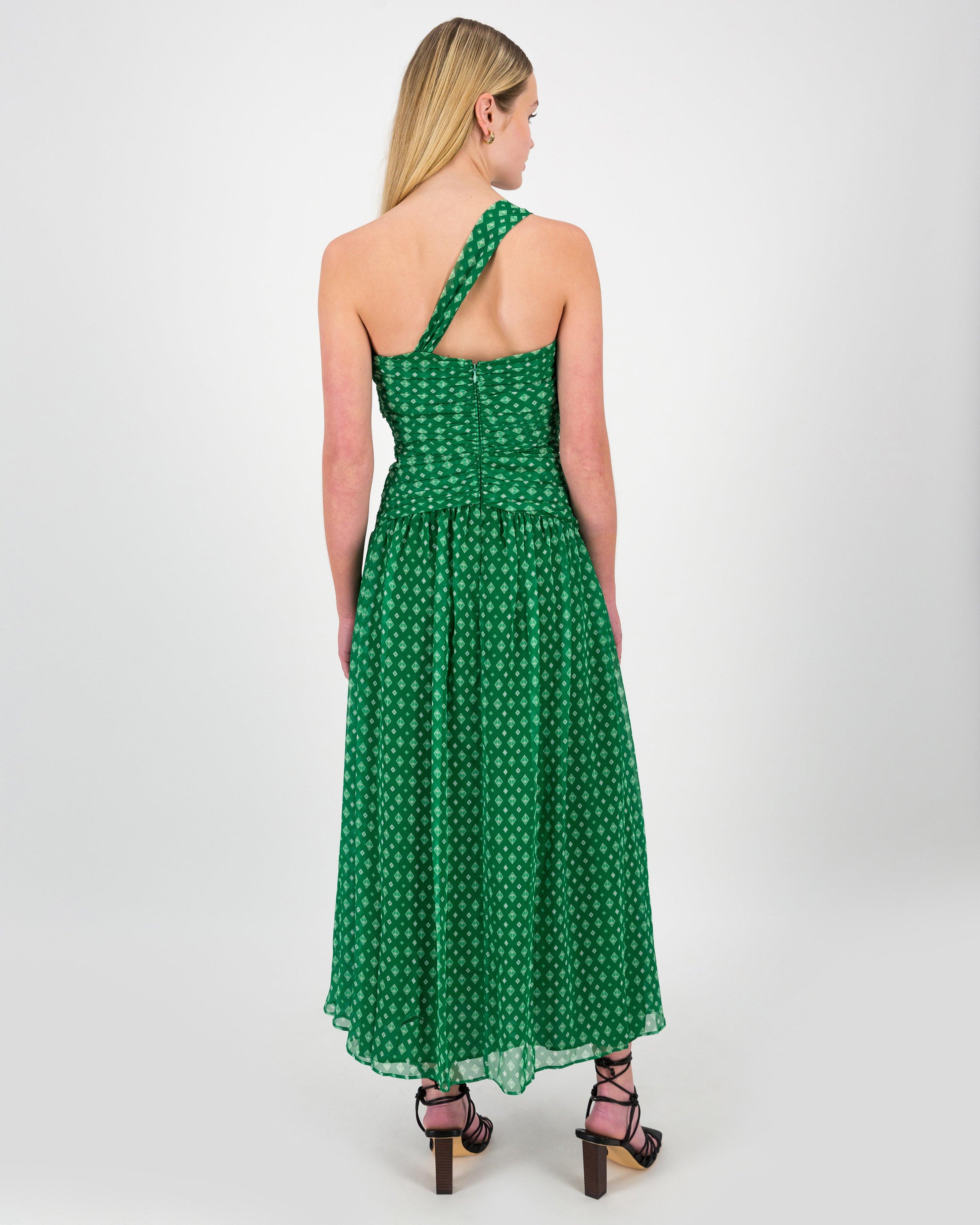 Adam Printed Draped Dress -  Green