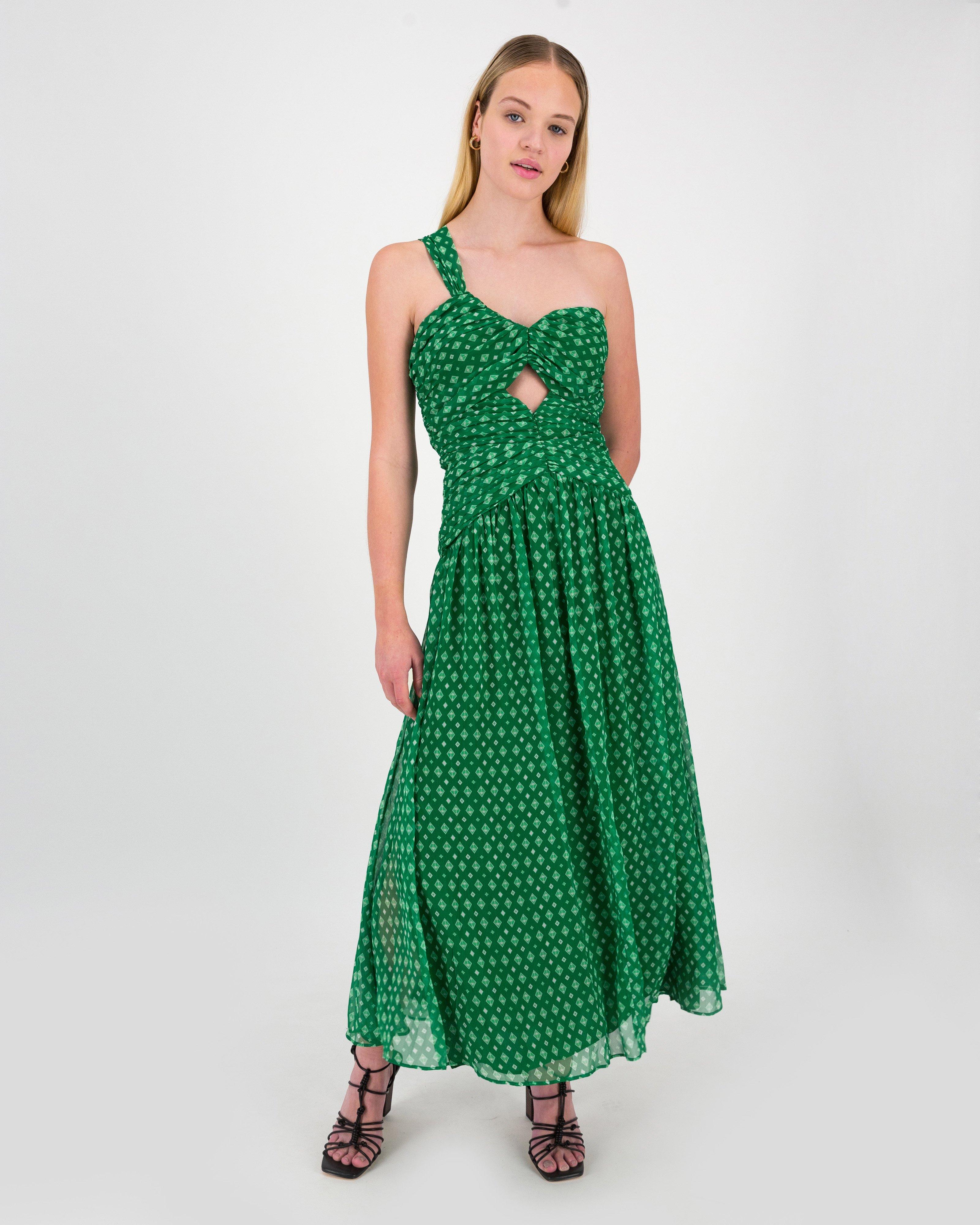 Adam Printed Draped Dress -  Green
