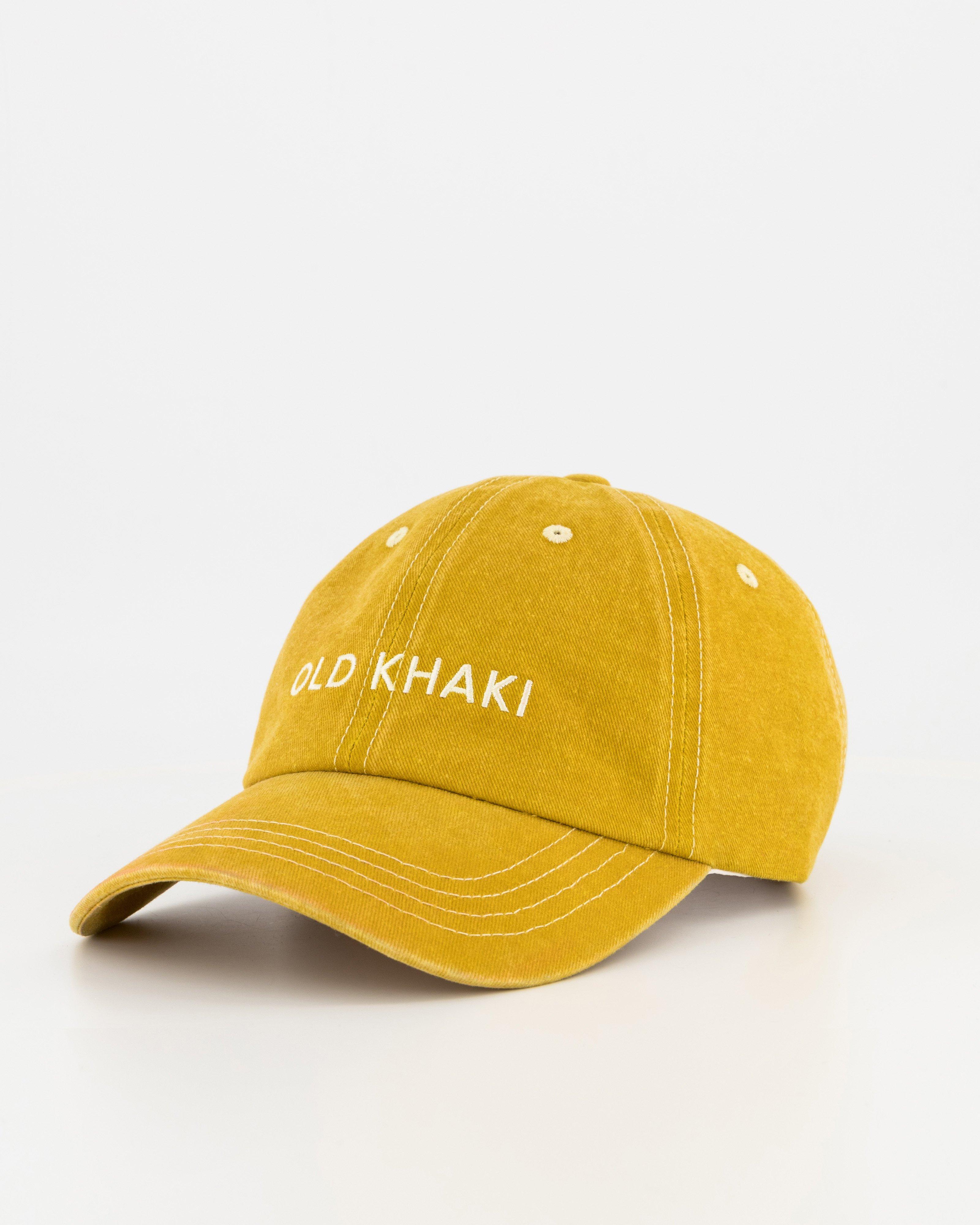 Old Khaki Cane Solid Embroidered Peak Cap -  Yellow