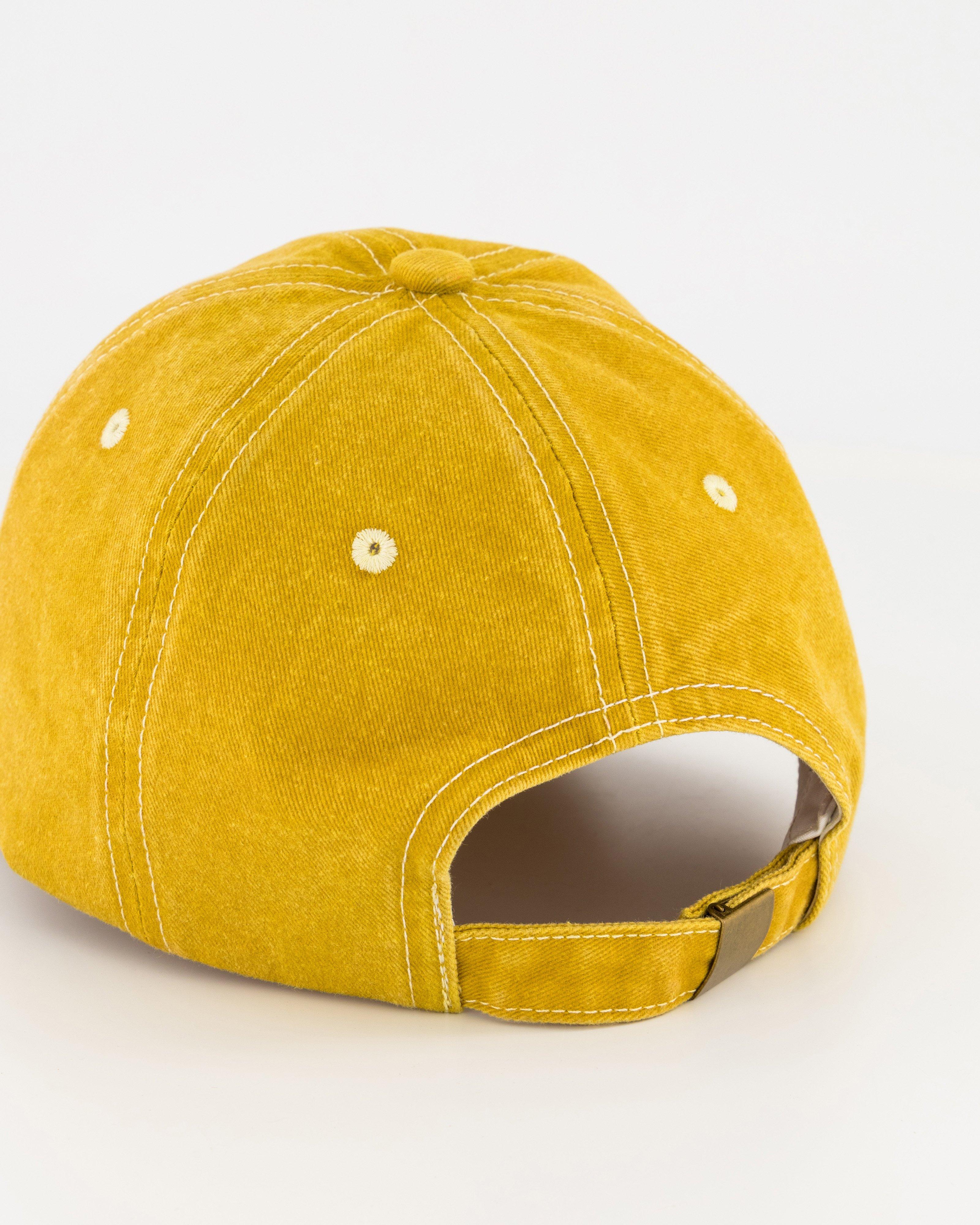 Old Khaki Cane Solid Embroidered Peak Cap -  Yellow