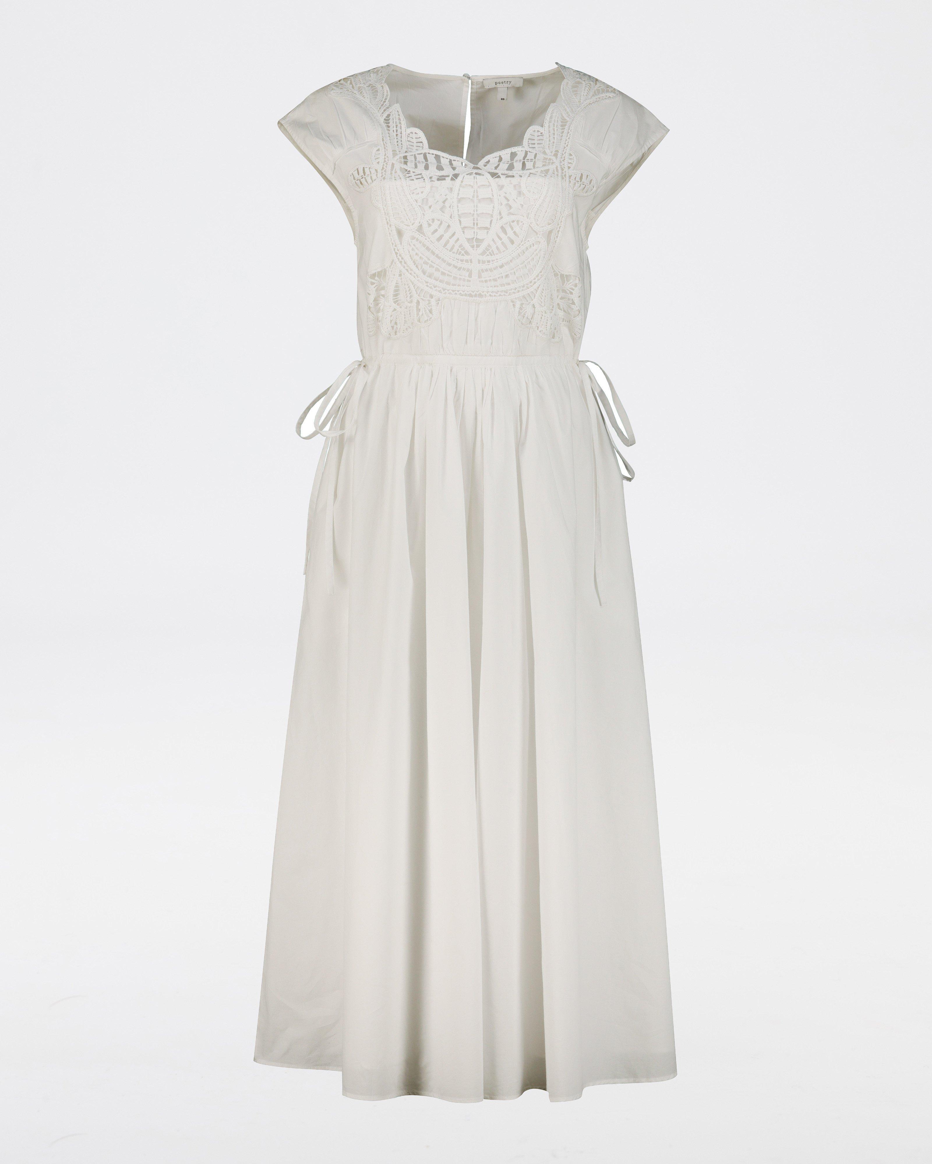 Alex Lace Inset Dress -  White