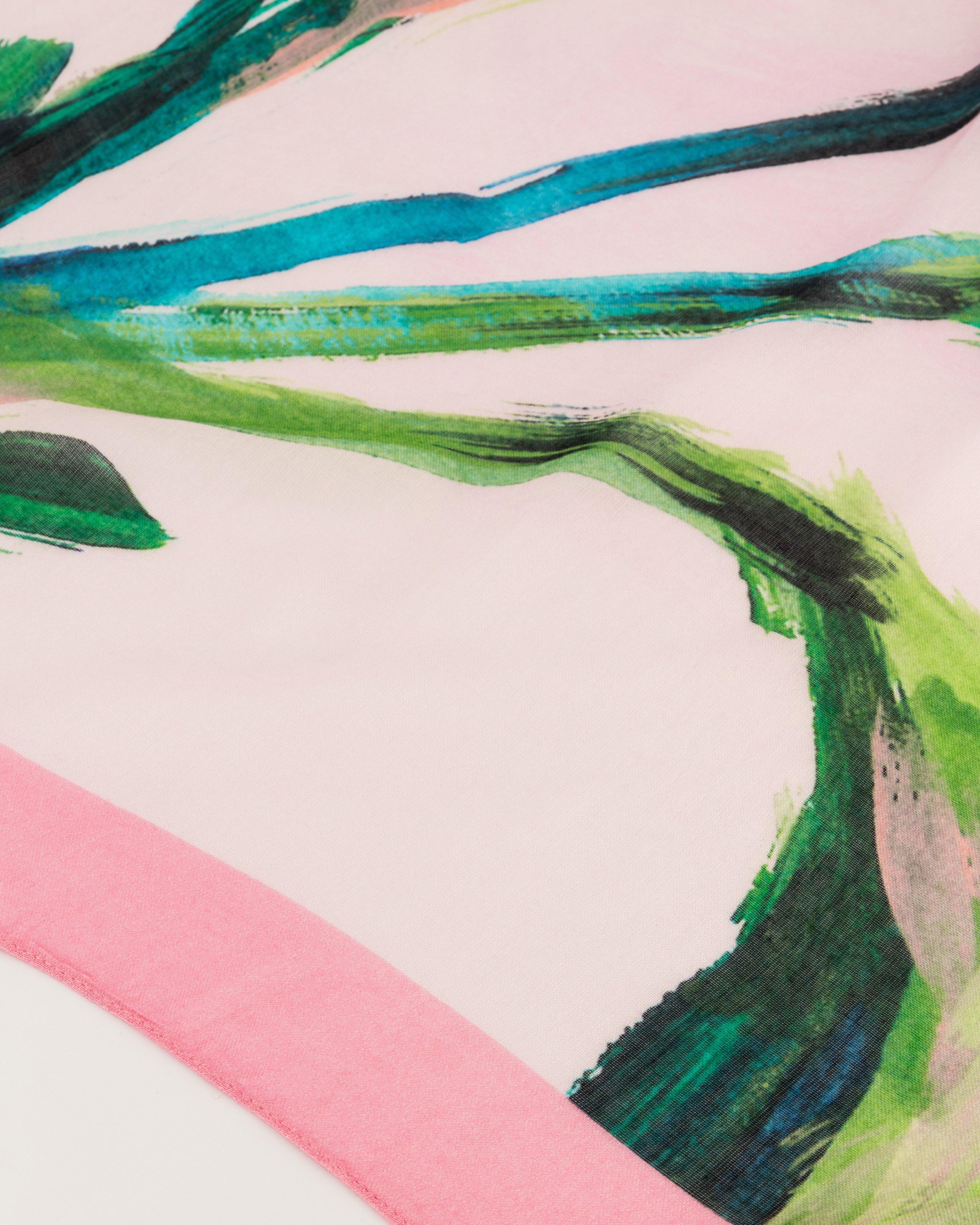 Tara Leaf Print Scarf -  Pink