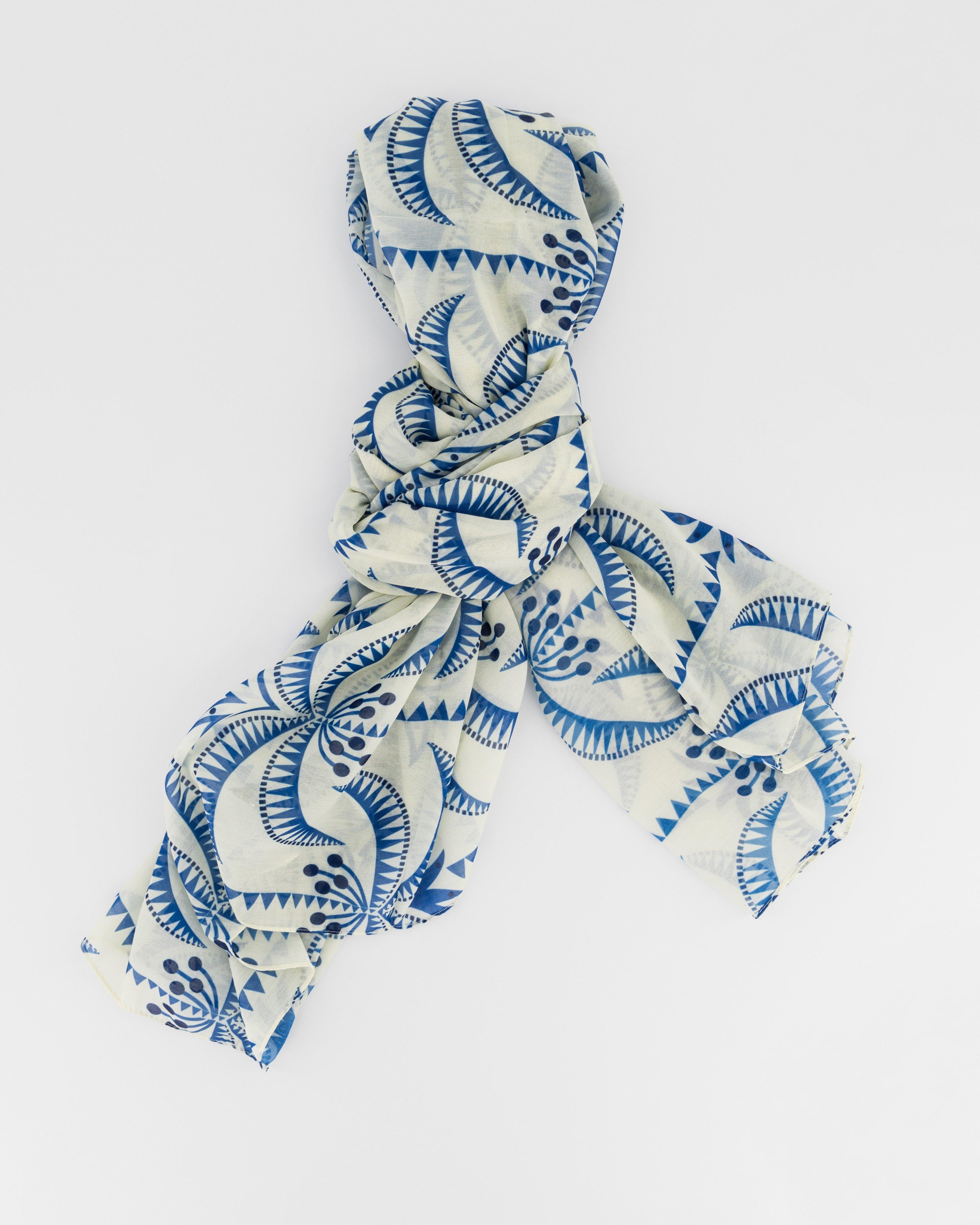 Rozmin Abstract Print Scarf -  Blue