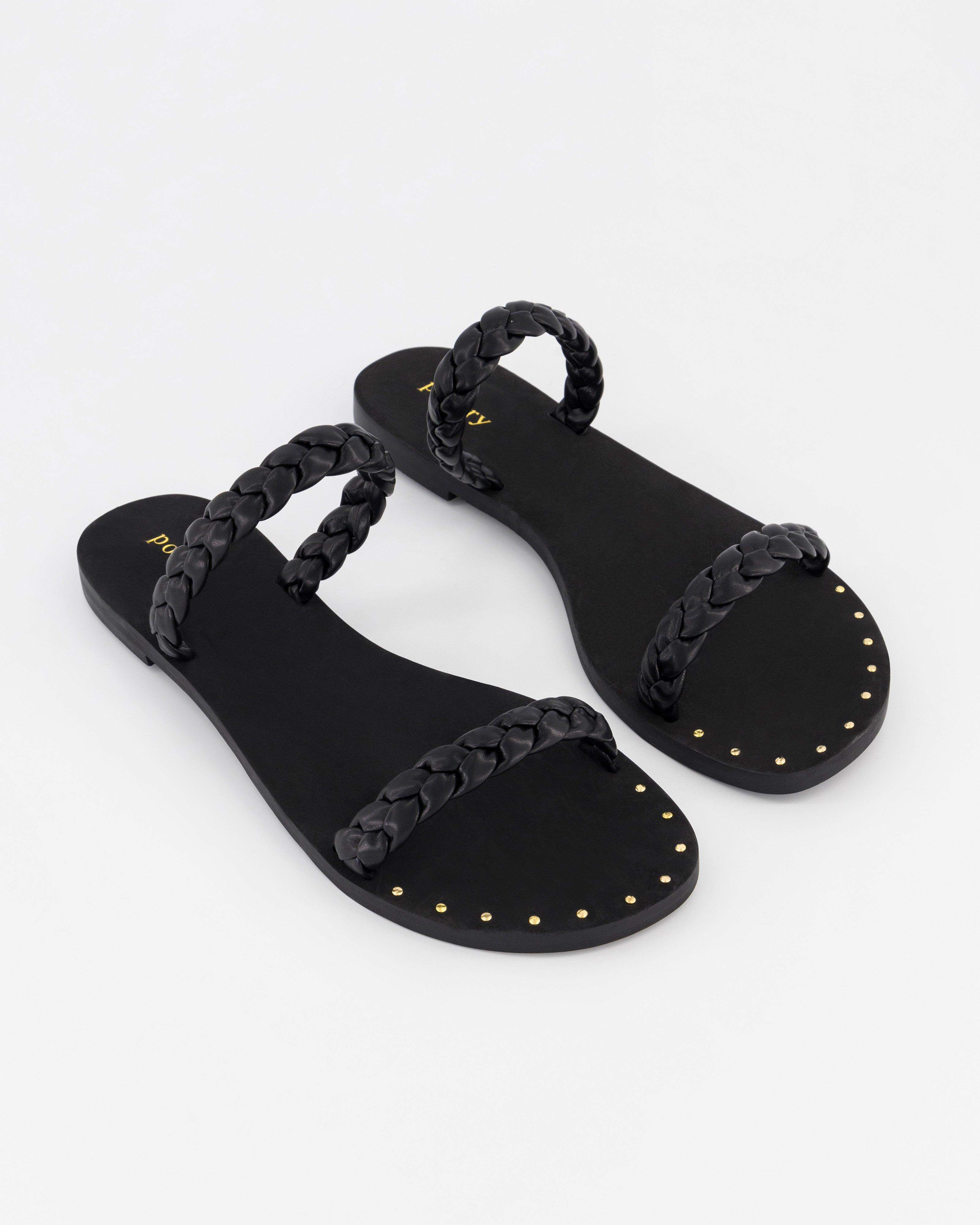 Bryana Braided Sandal -  Black