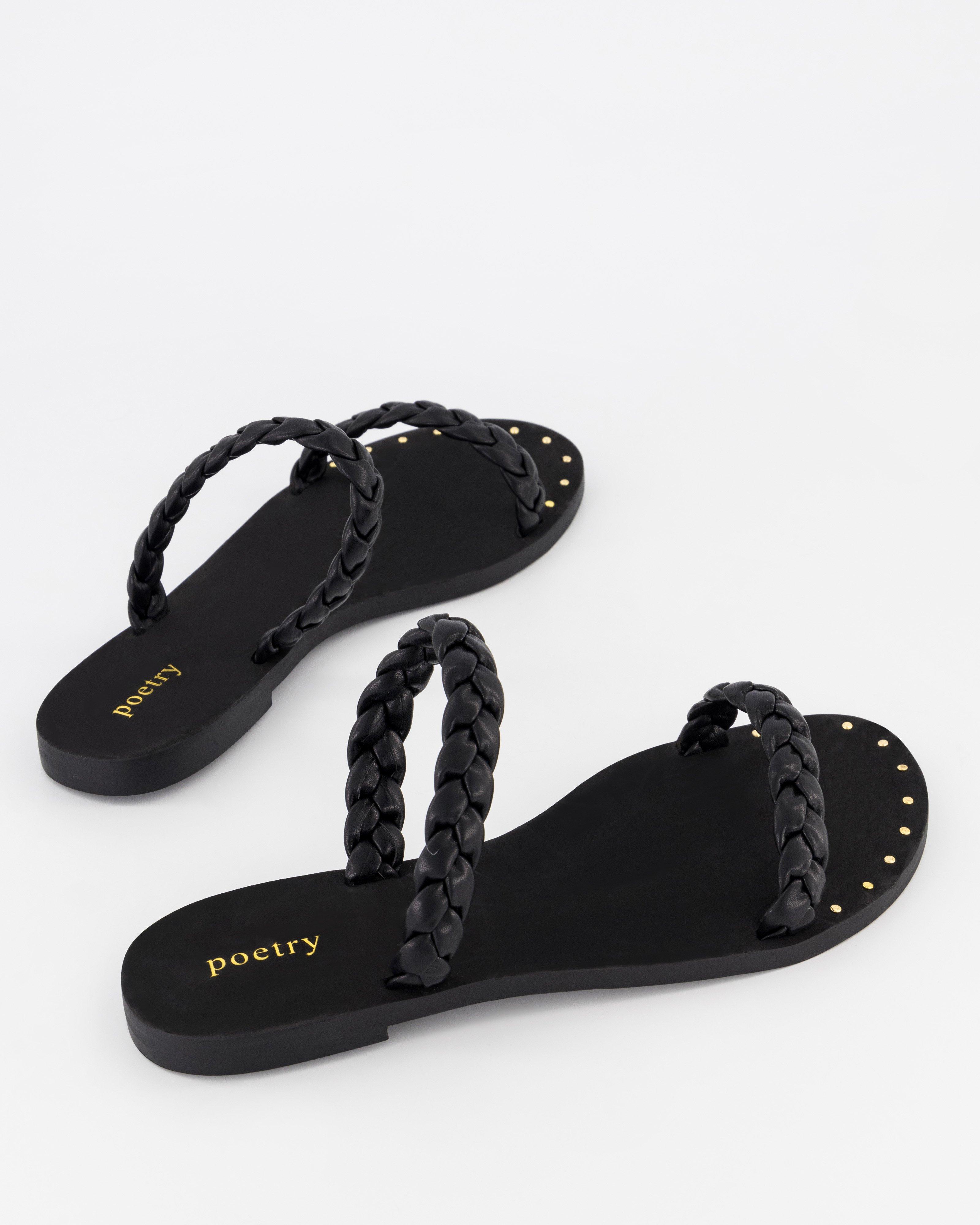 Bryana Braided Sandal -  Black