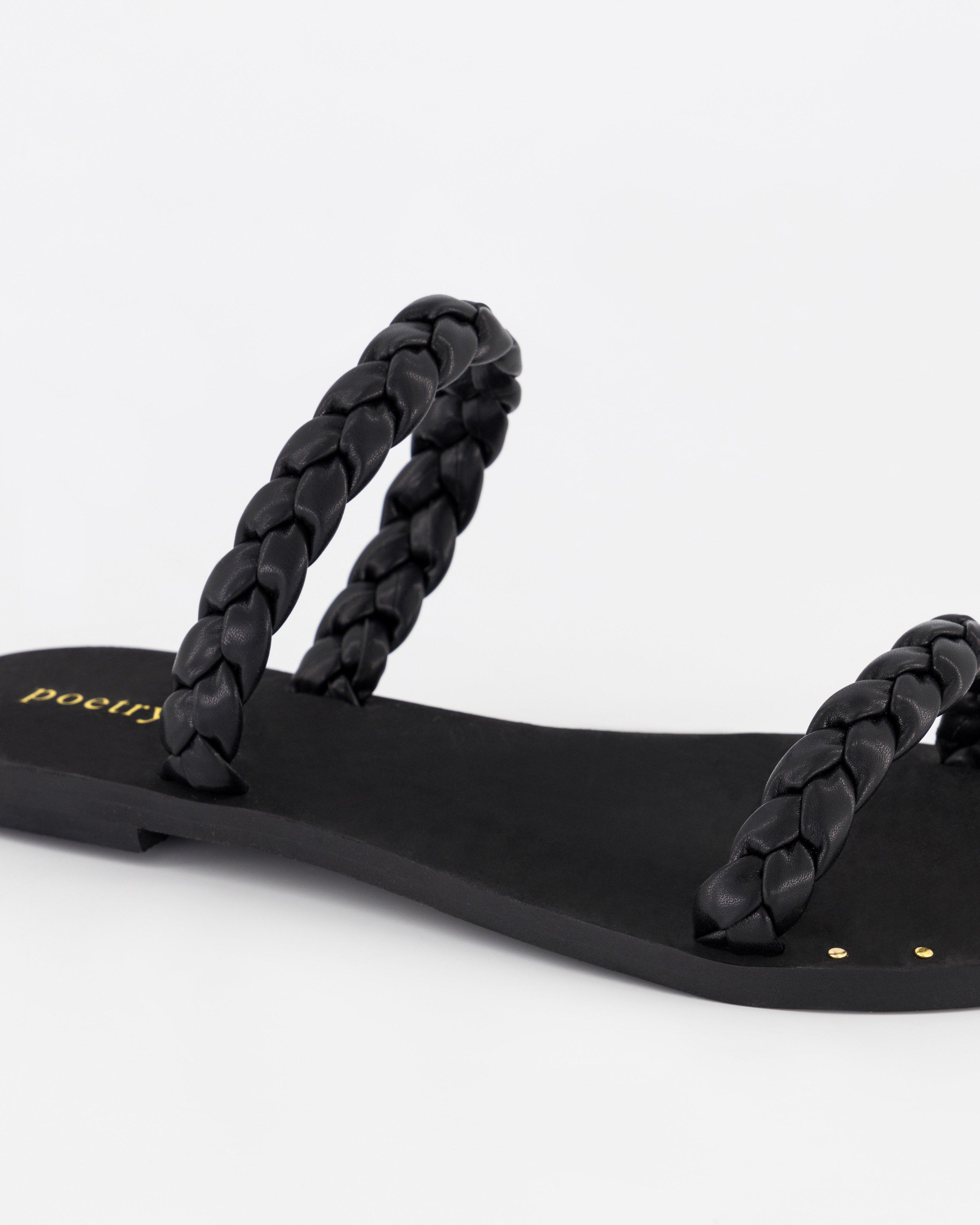 Bryana Braided Sandal -  Black