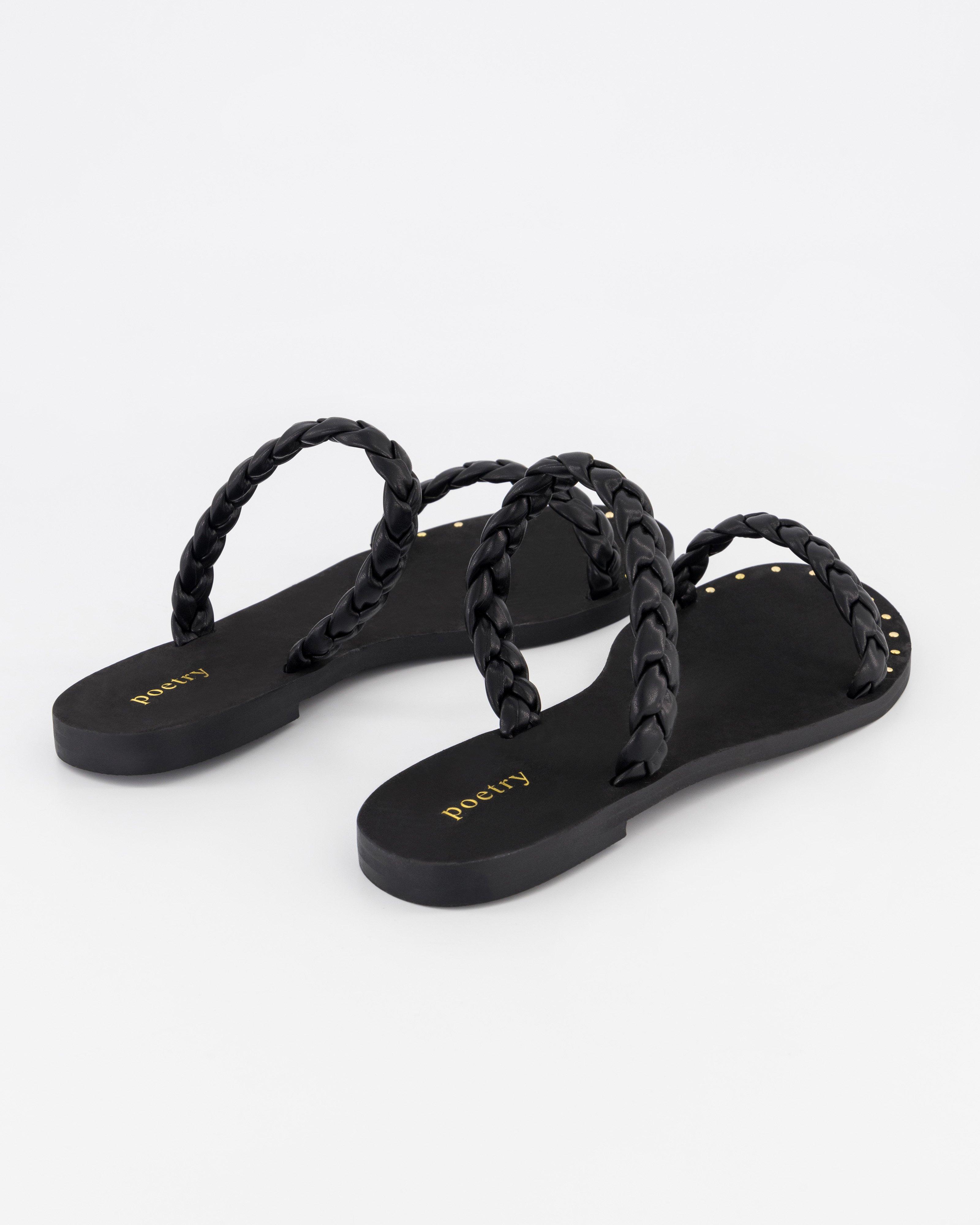 Bryana Braided Sandal -  Black