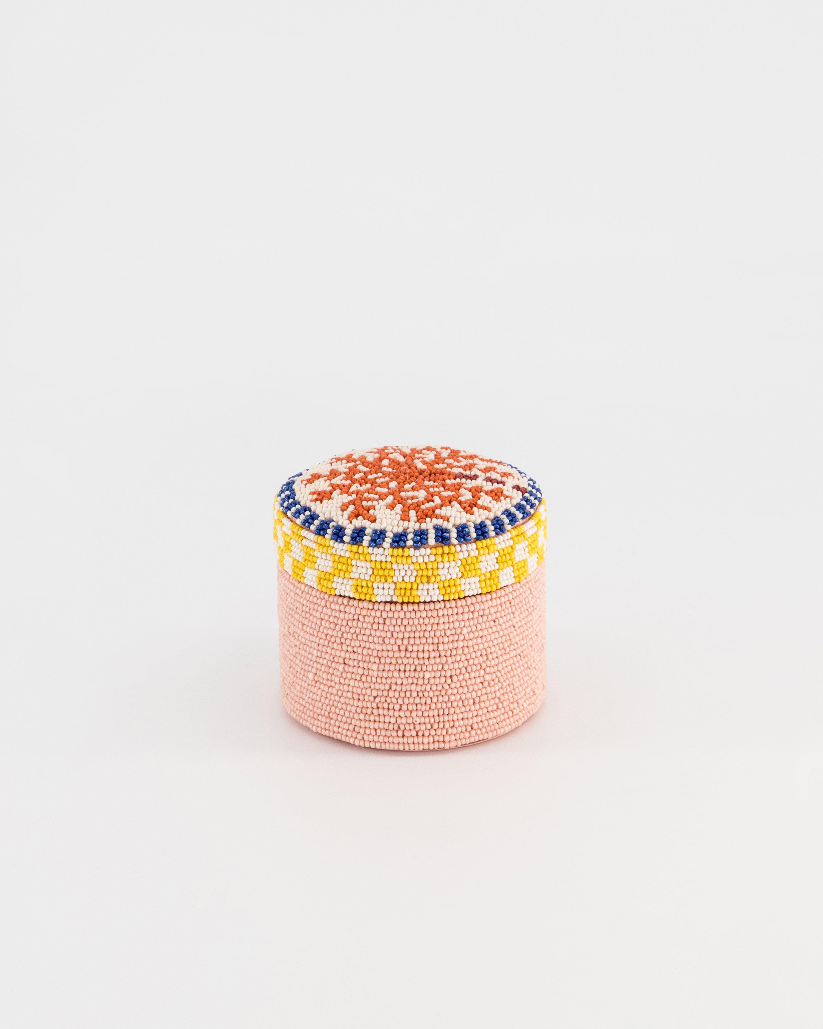 Melia Beaded Round Jewellery Box -  Assorted
