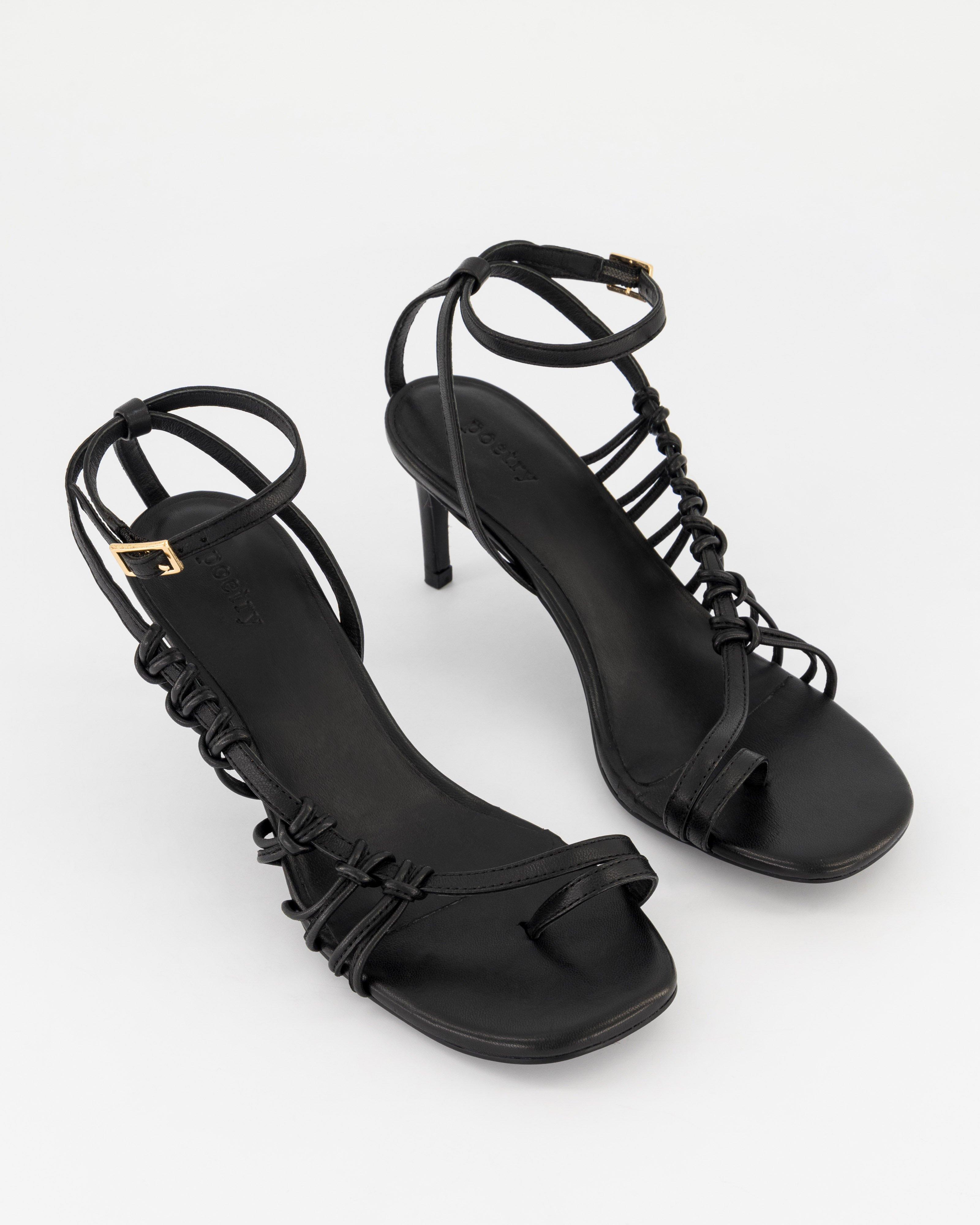 Kendra Leather Heel -  Black