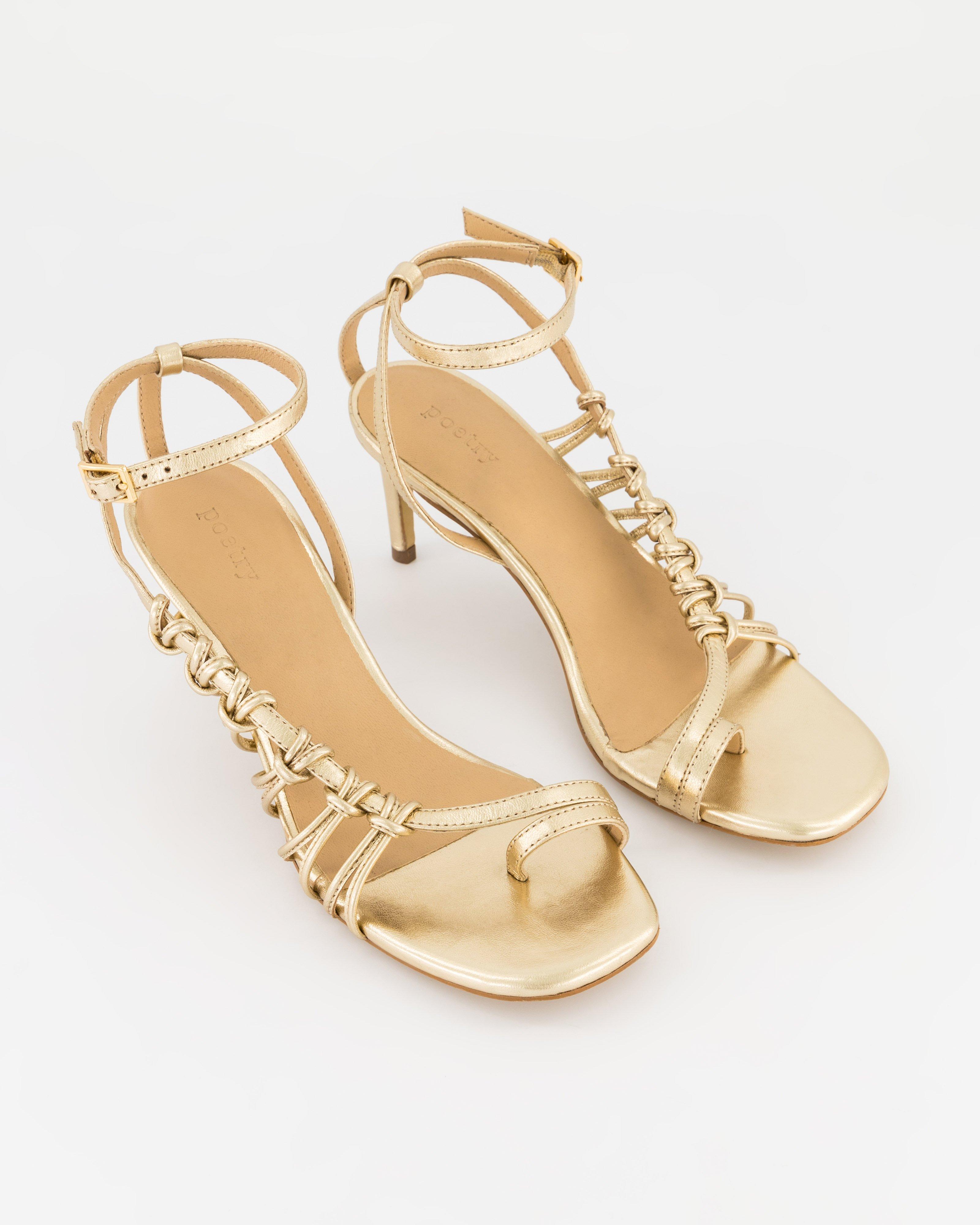 Kendra Leather Heel -  Gold