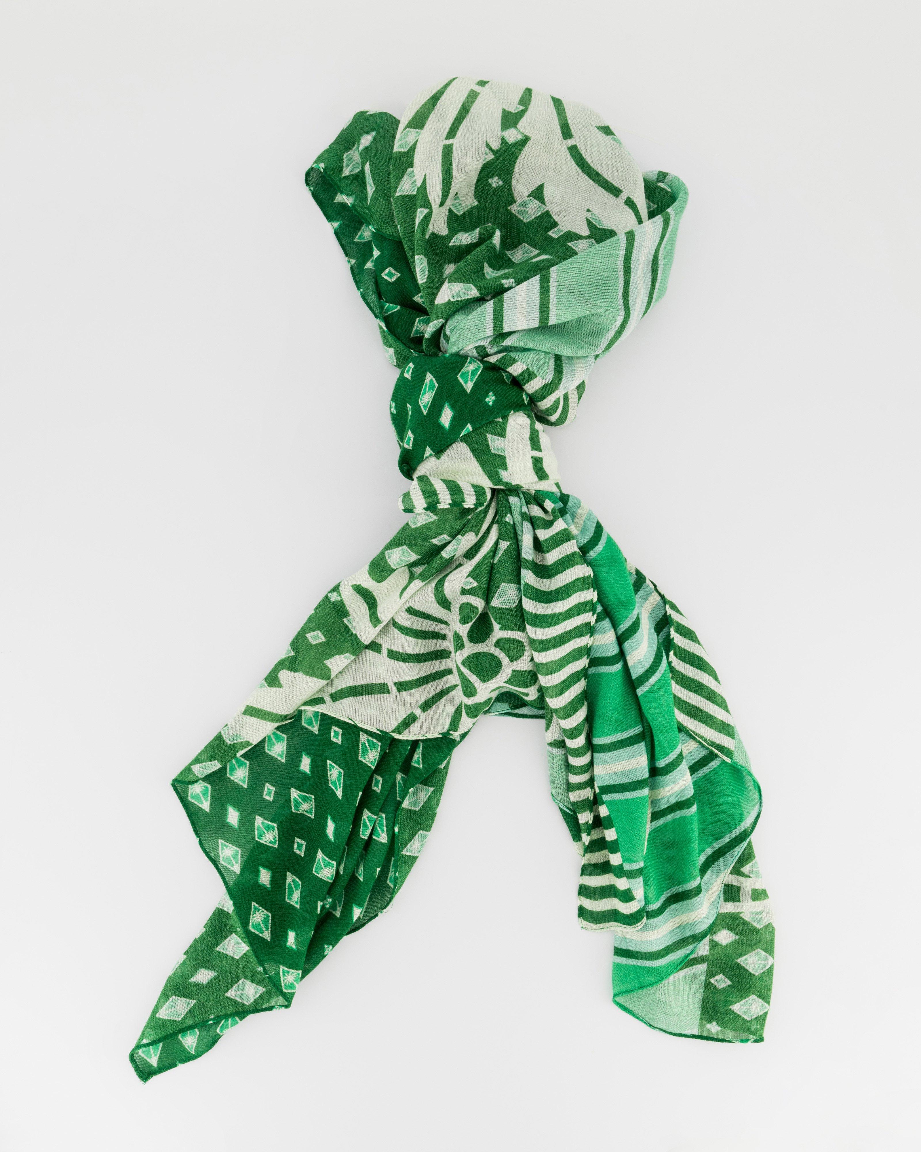 Willa Palm Tree Viscose Scarf -  Green