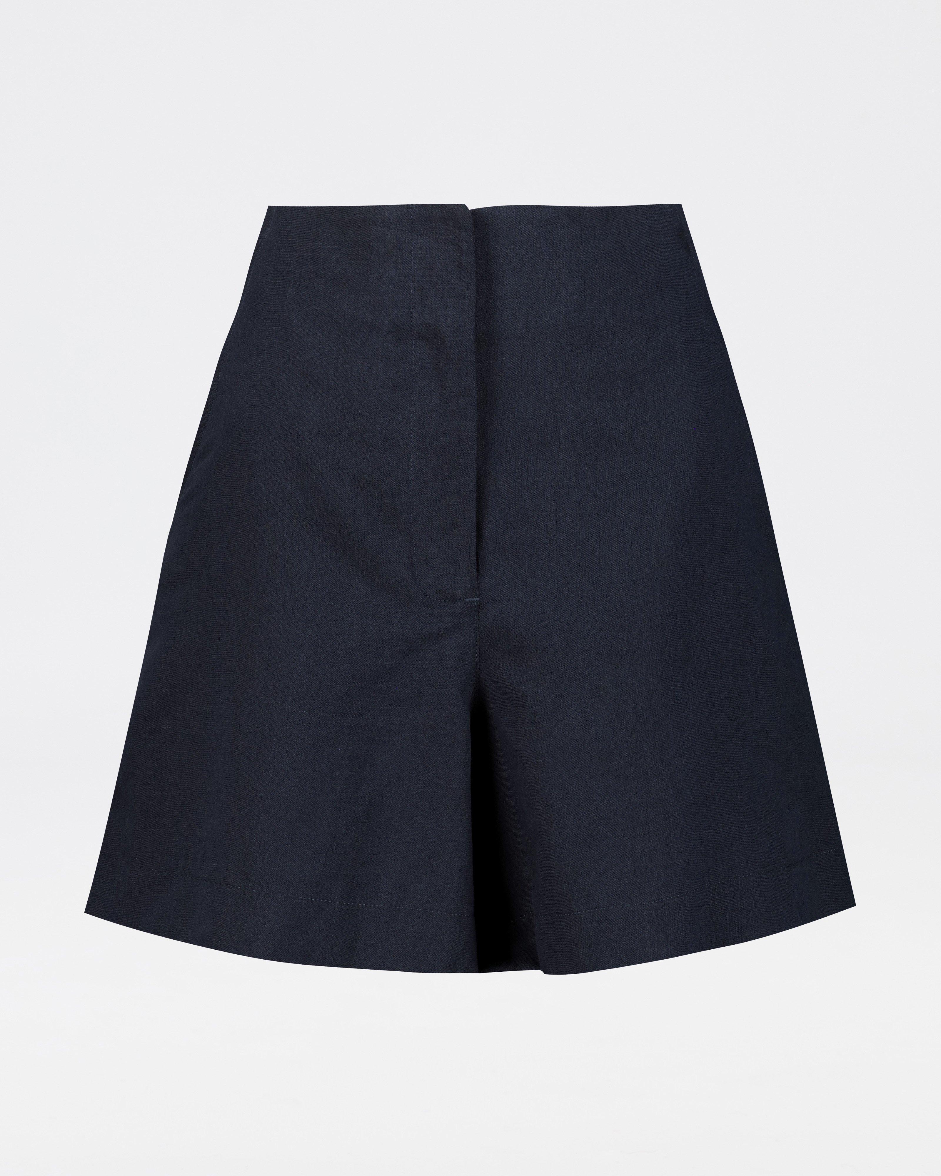 Alexis Linen Blend Short -  Navy