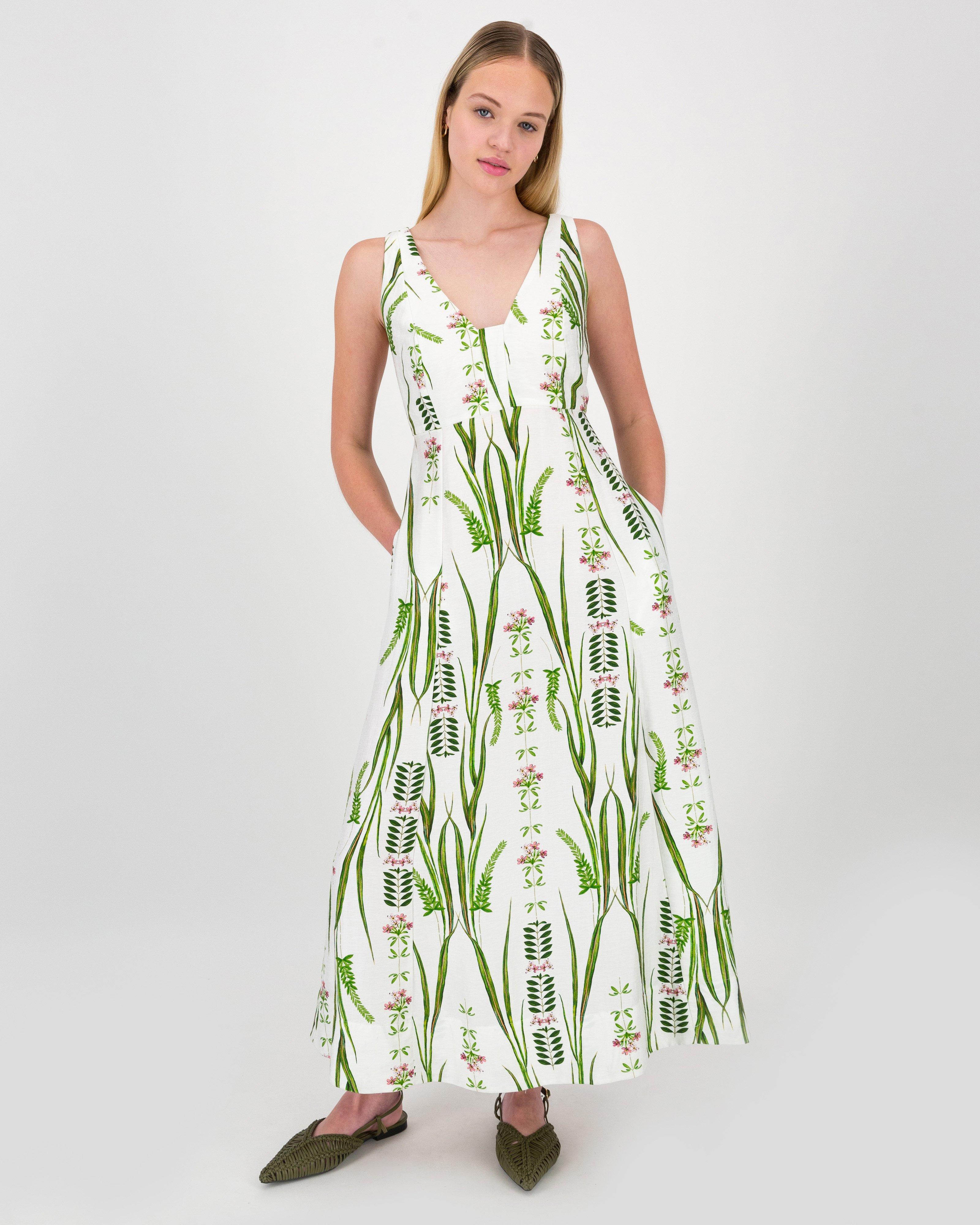 Blanche V-Neck Printed Dress -  Milk