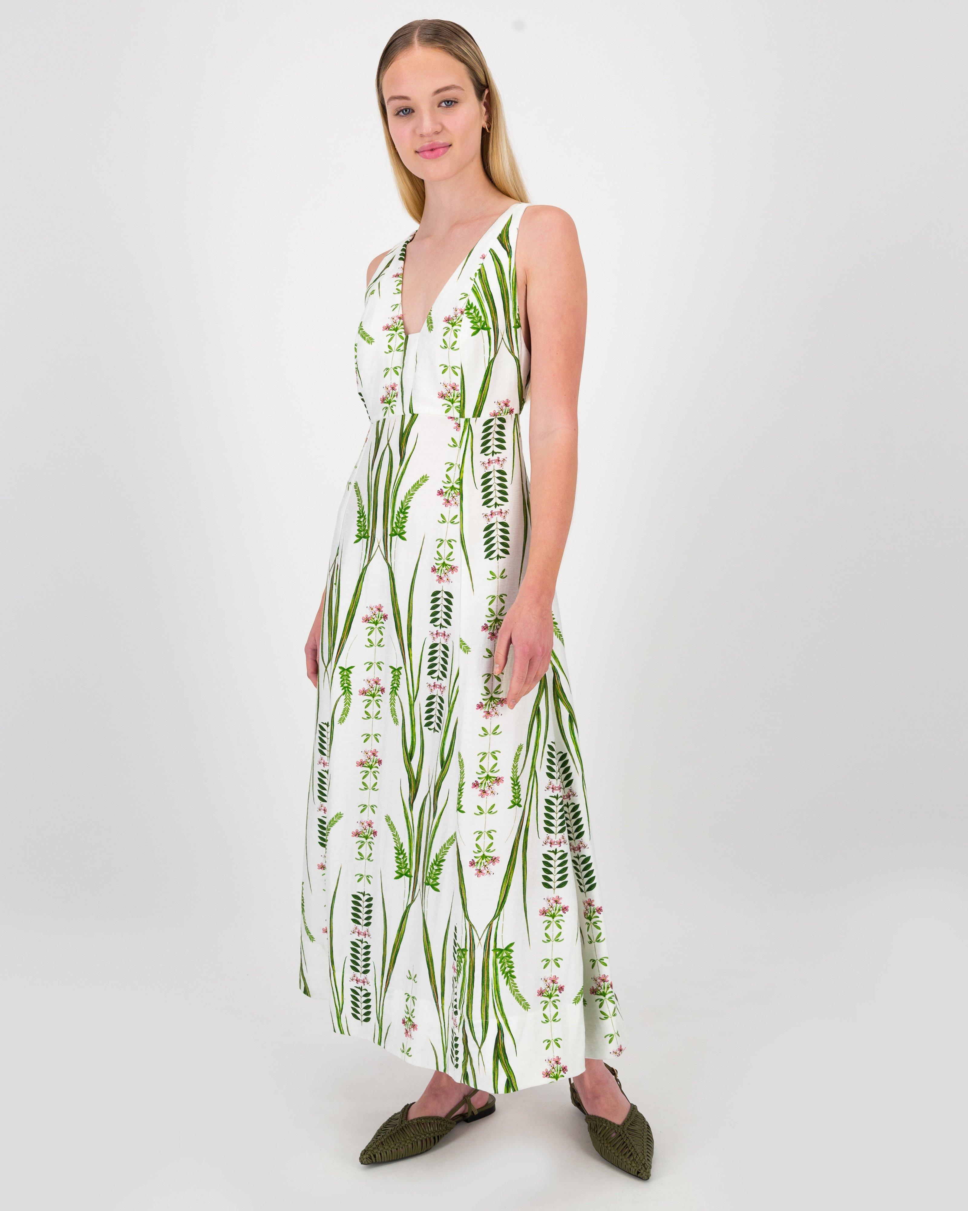 Blanche V-Neck Printed Dress -  Milk