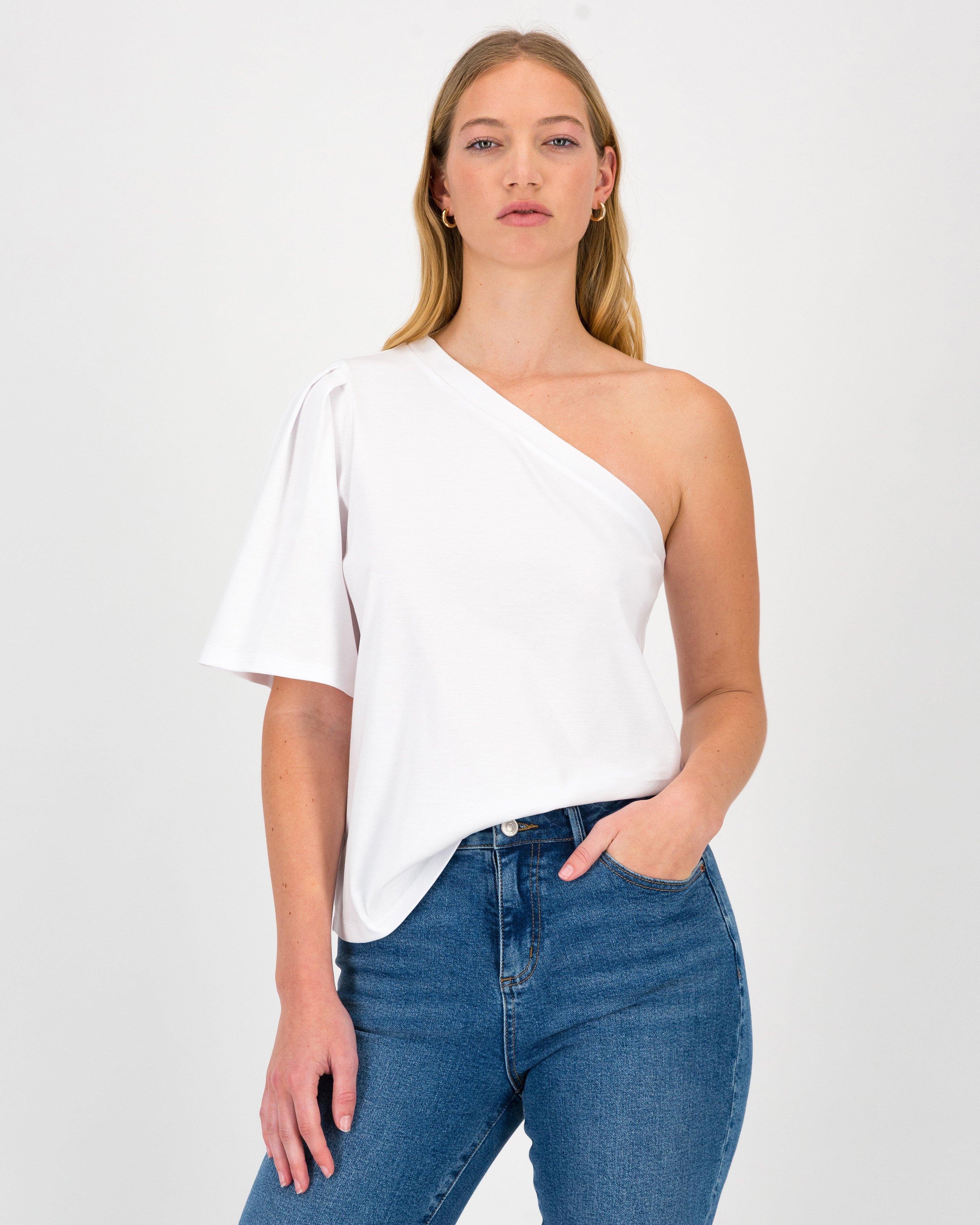 Kendra One Shoulder Top -  White