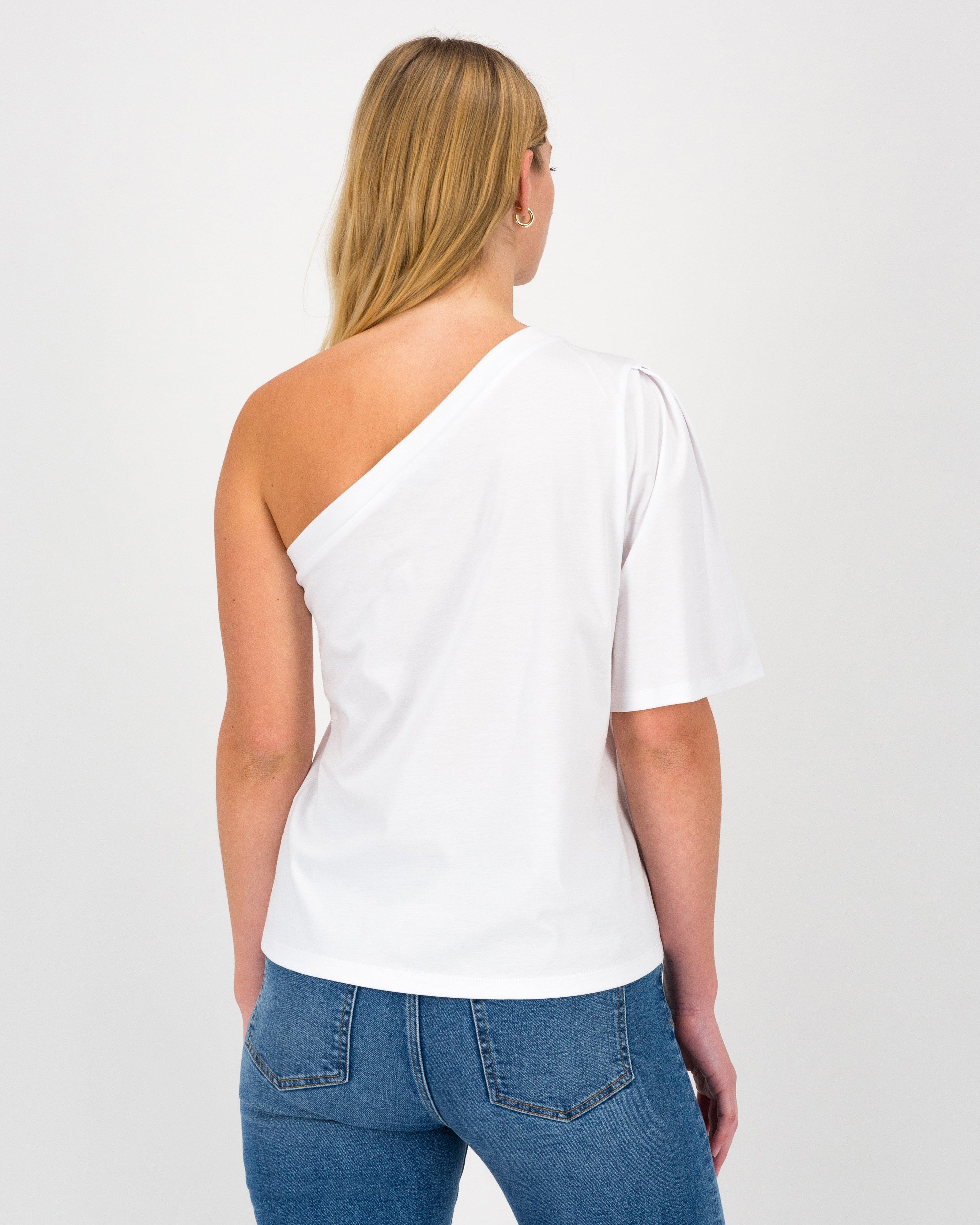 Kendra One Shoulder Top -  White