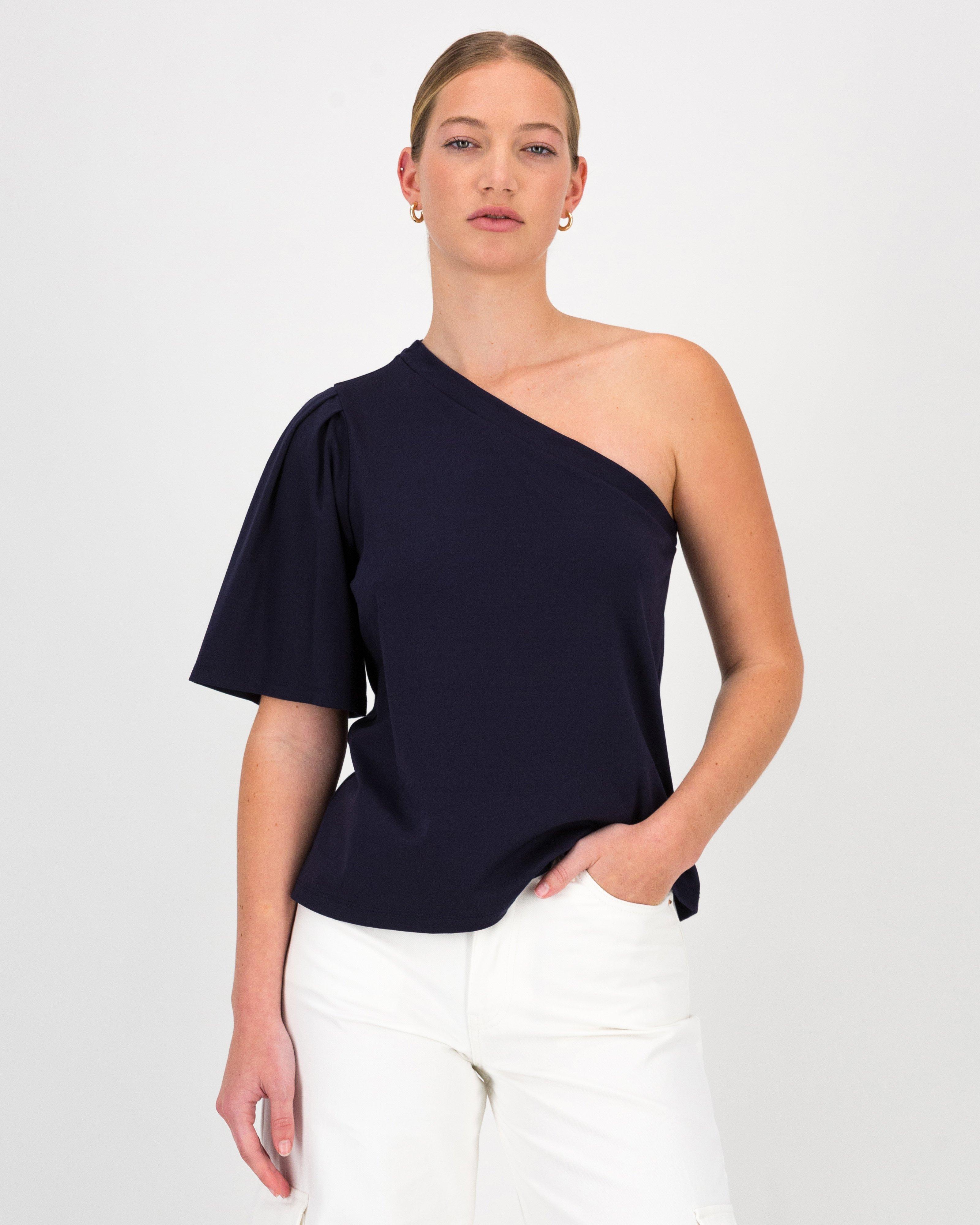 Kendra One Shoulder Top -  Navy