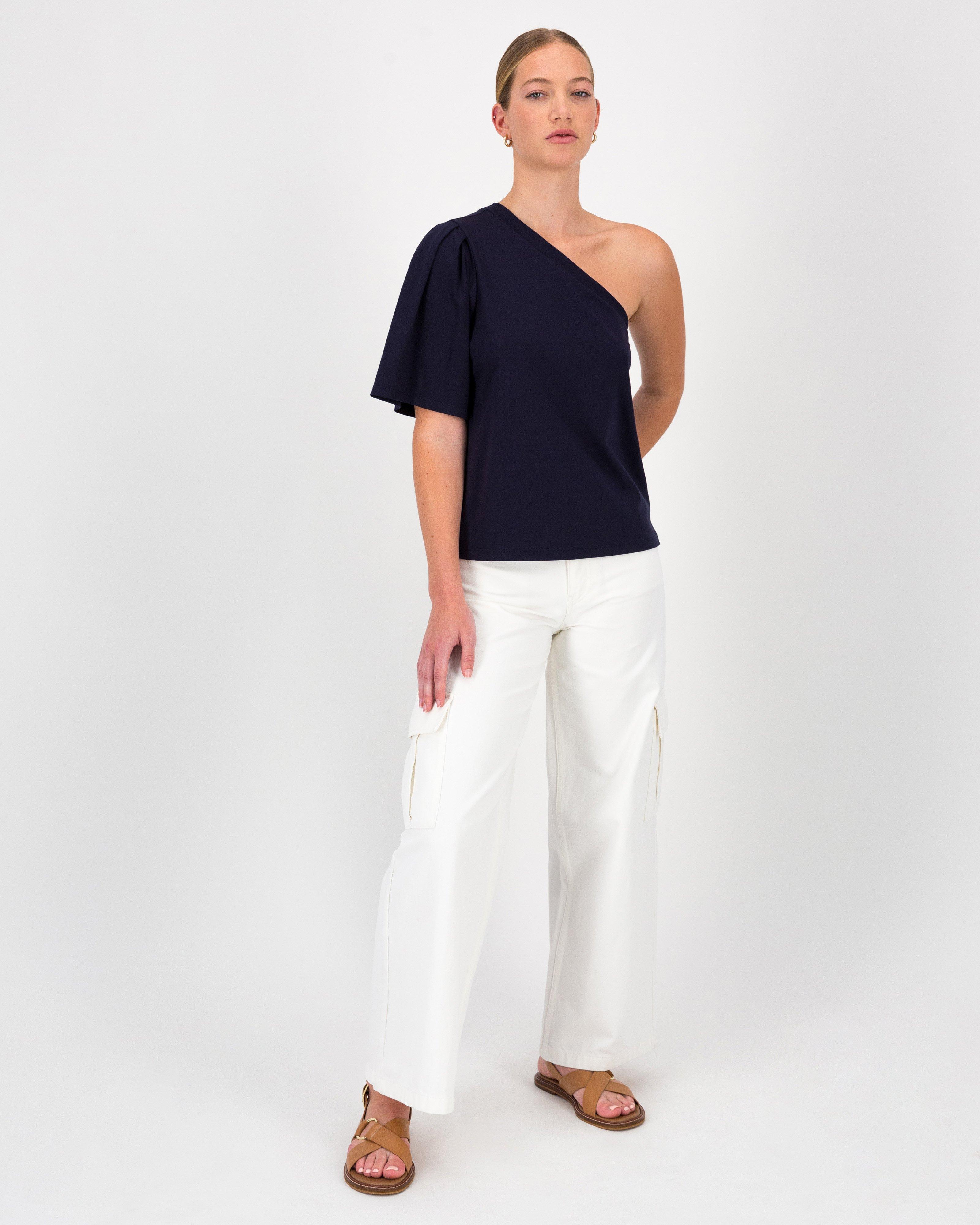 Kendra One Shoulder Top -  Navy