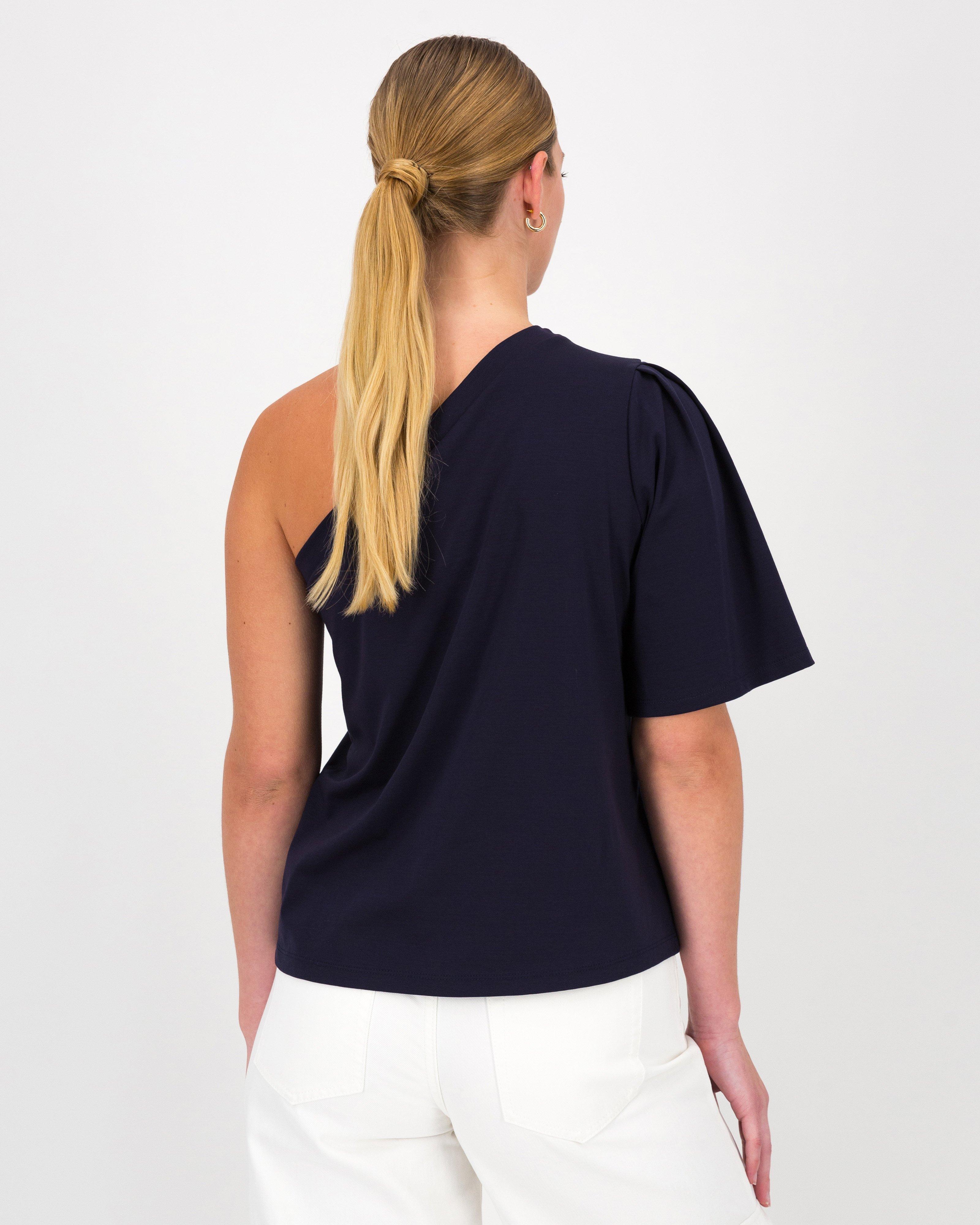 Kendra One Shoulder Top -  Navy