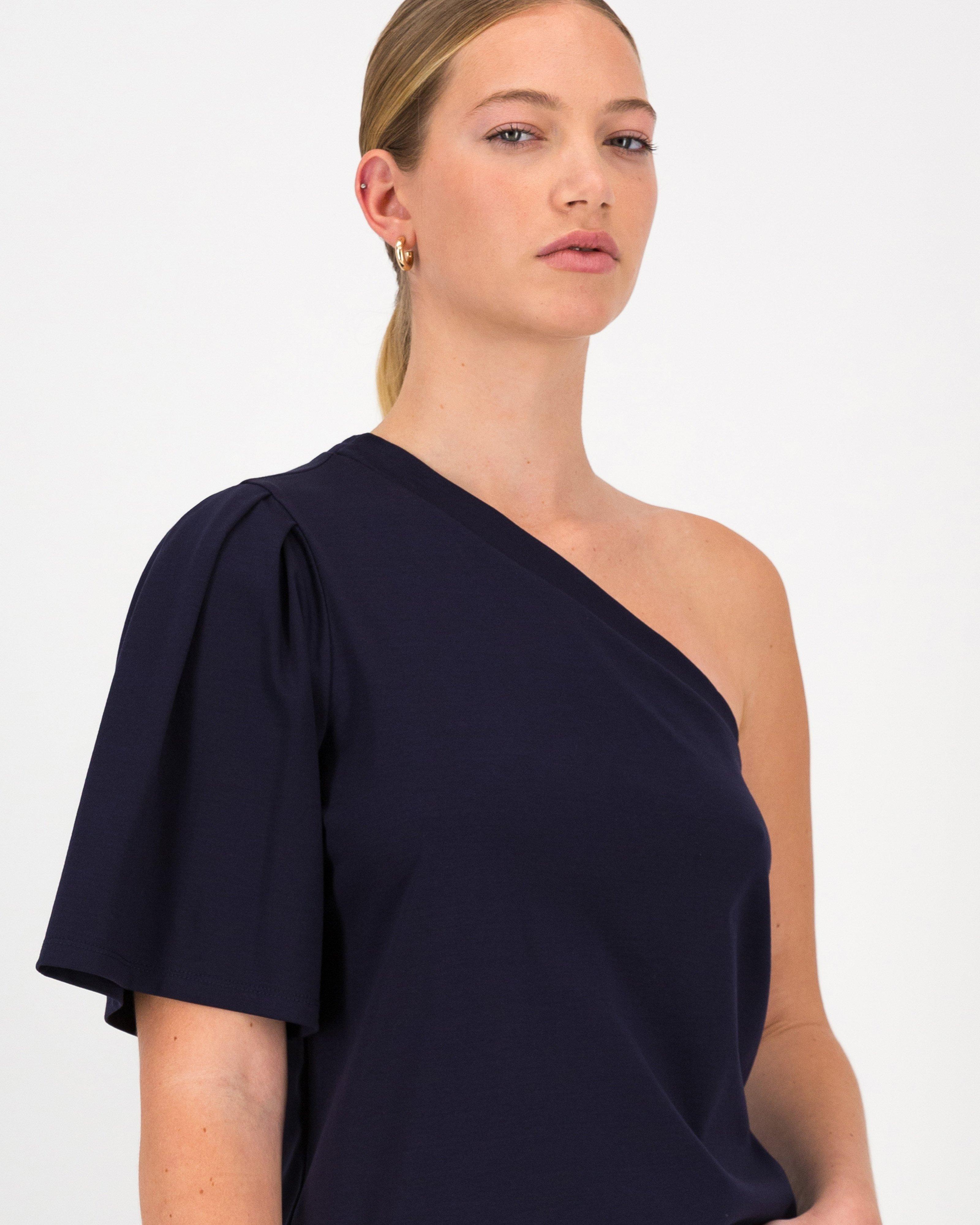 Kendra One Shoulder Top -  Navy