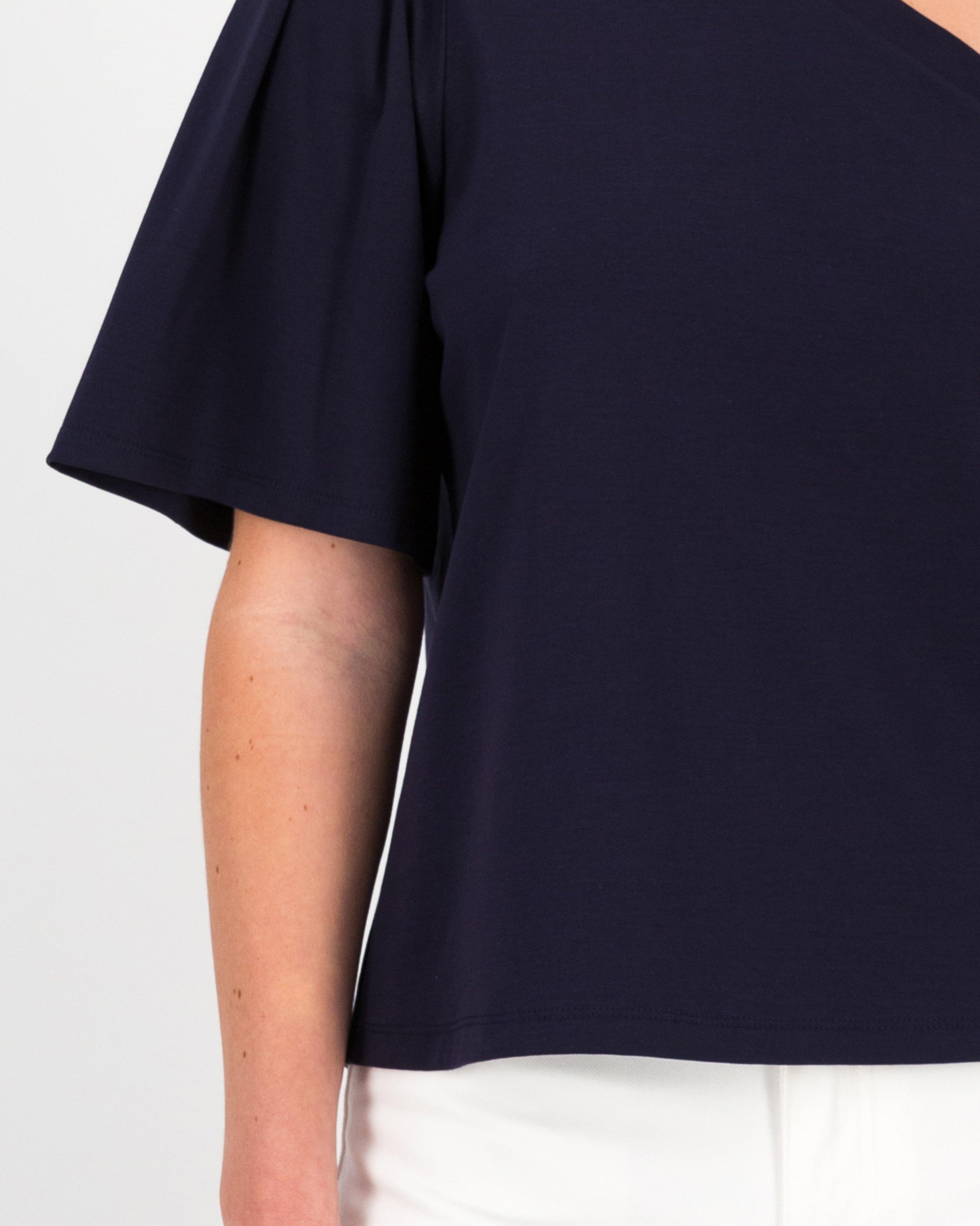 Kendra One Shoulder Top -  Navy