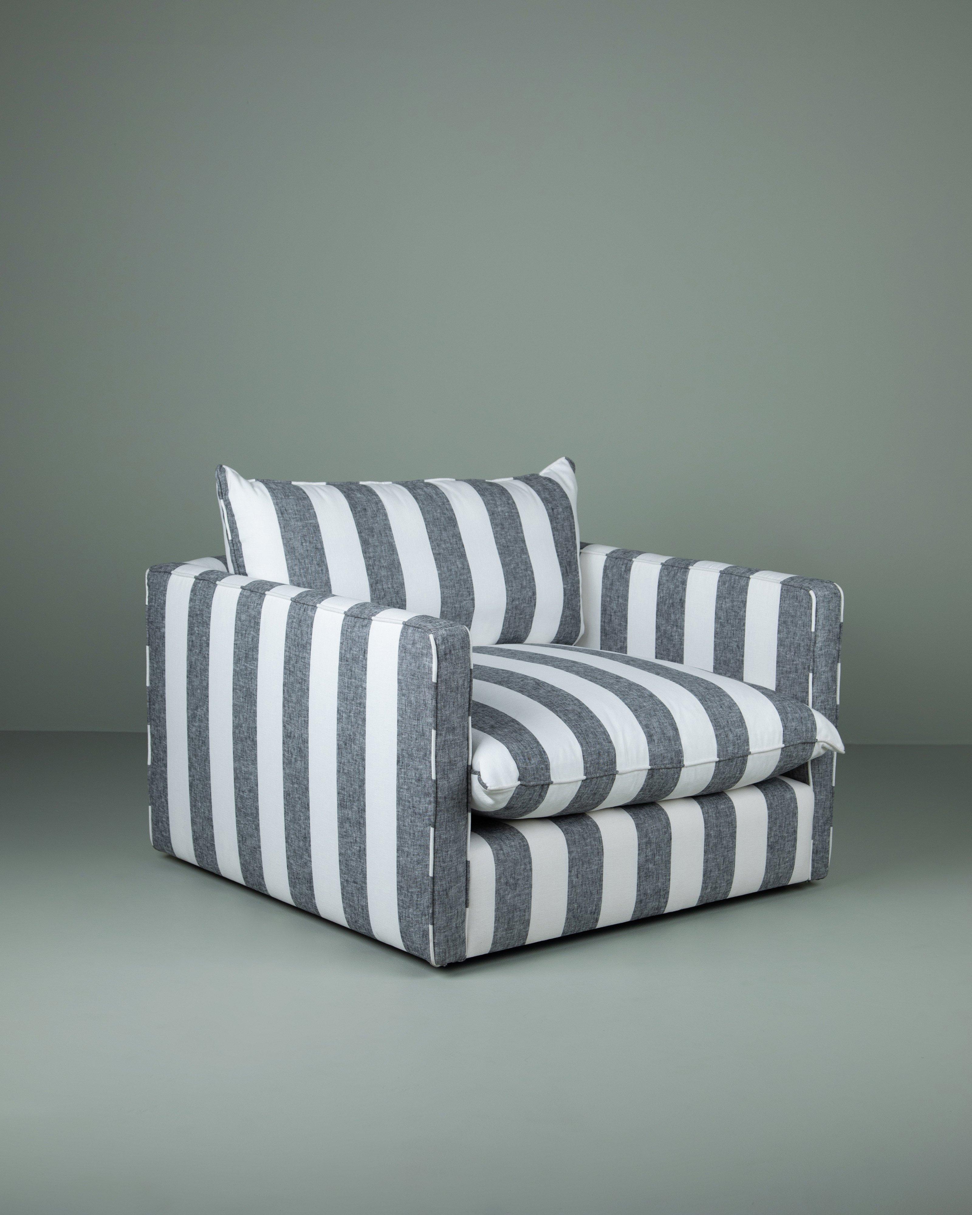 Abina Cotton Stripe Single Seater -  Black