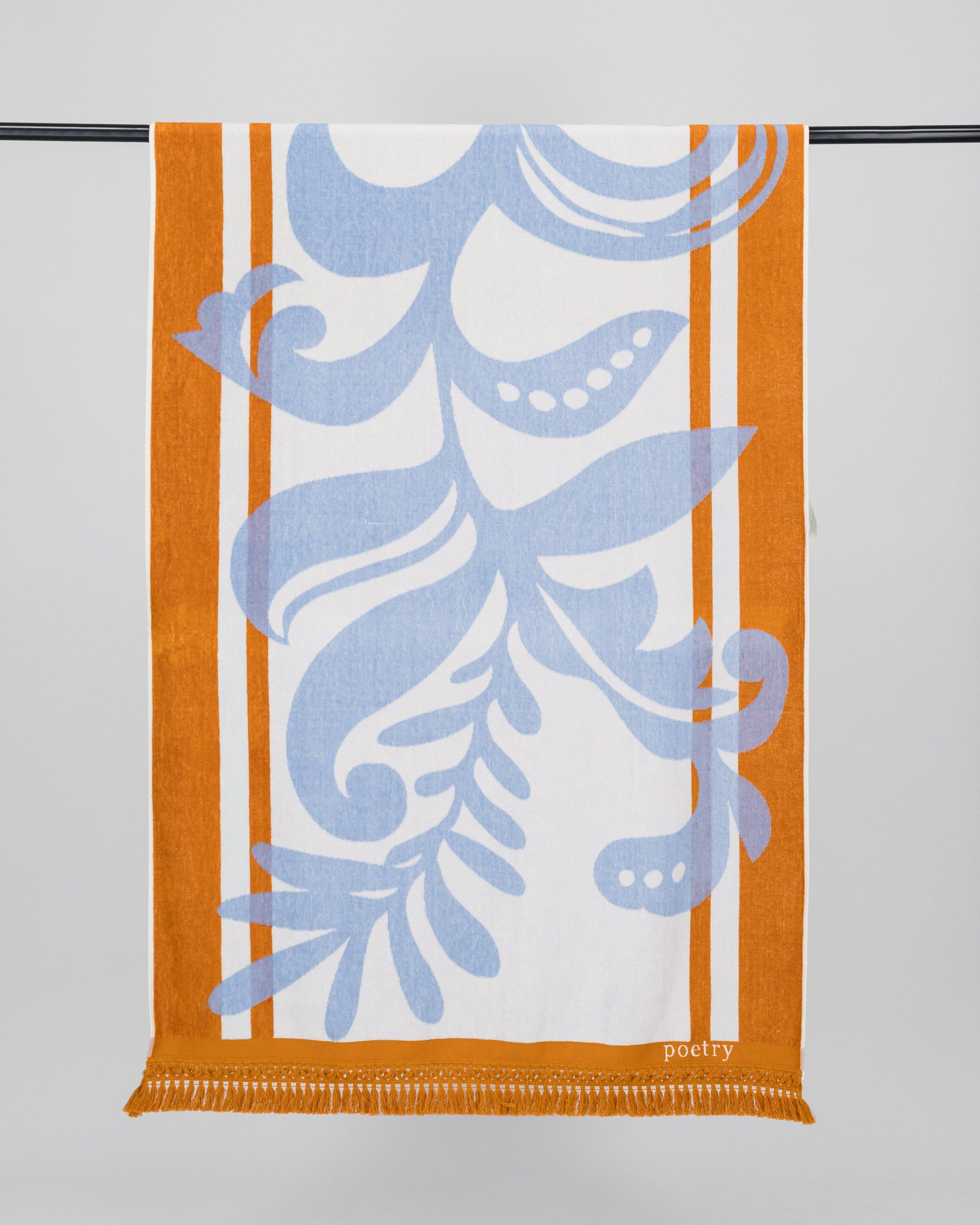 Maeve Velour Beach Towel -  Orange