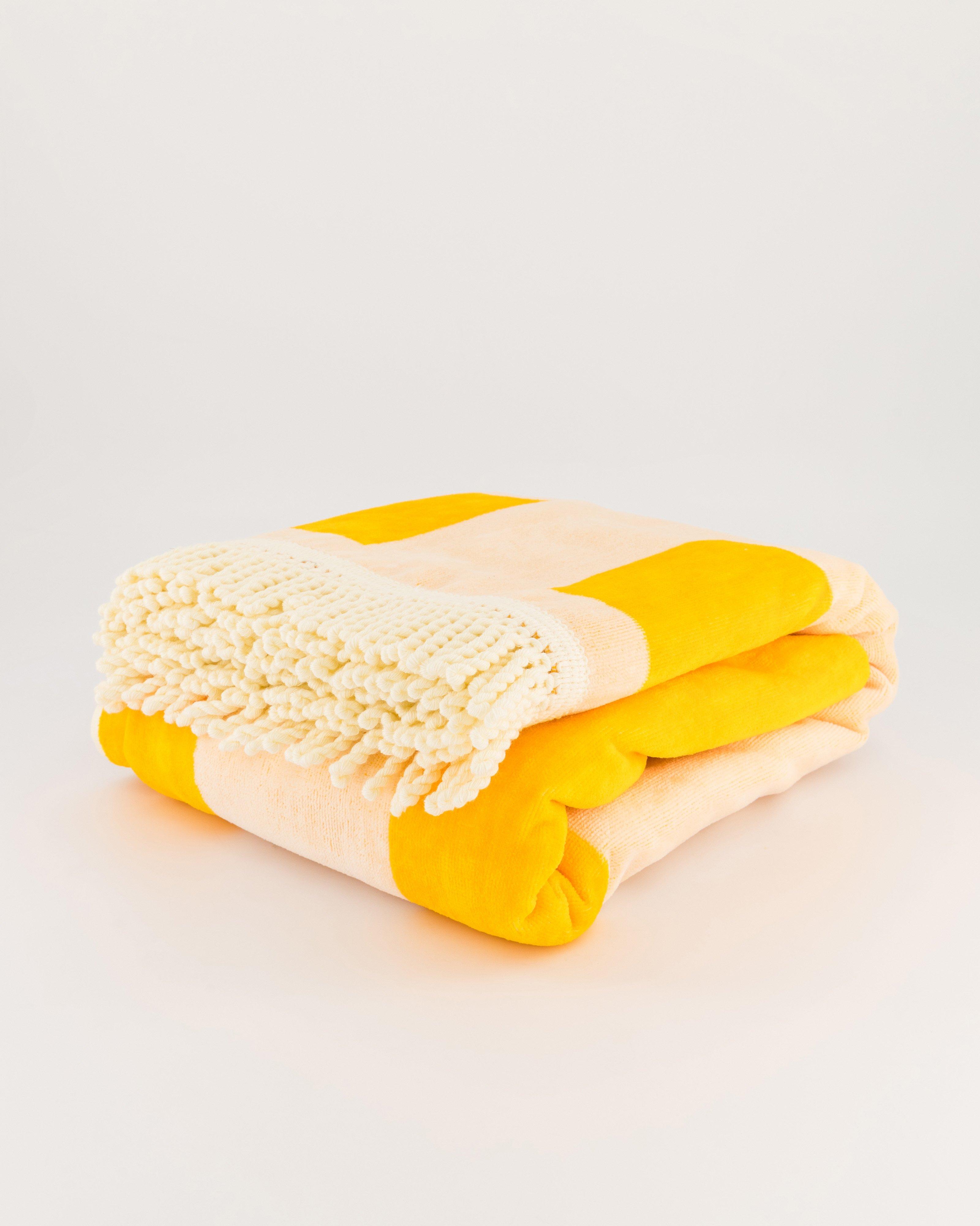 Freya Velour Beach Towel -  Yellow
