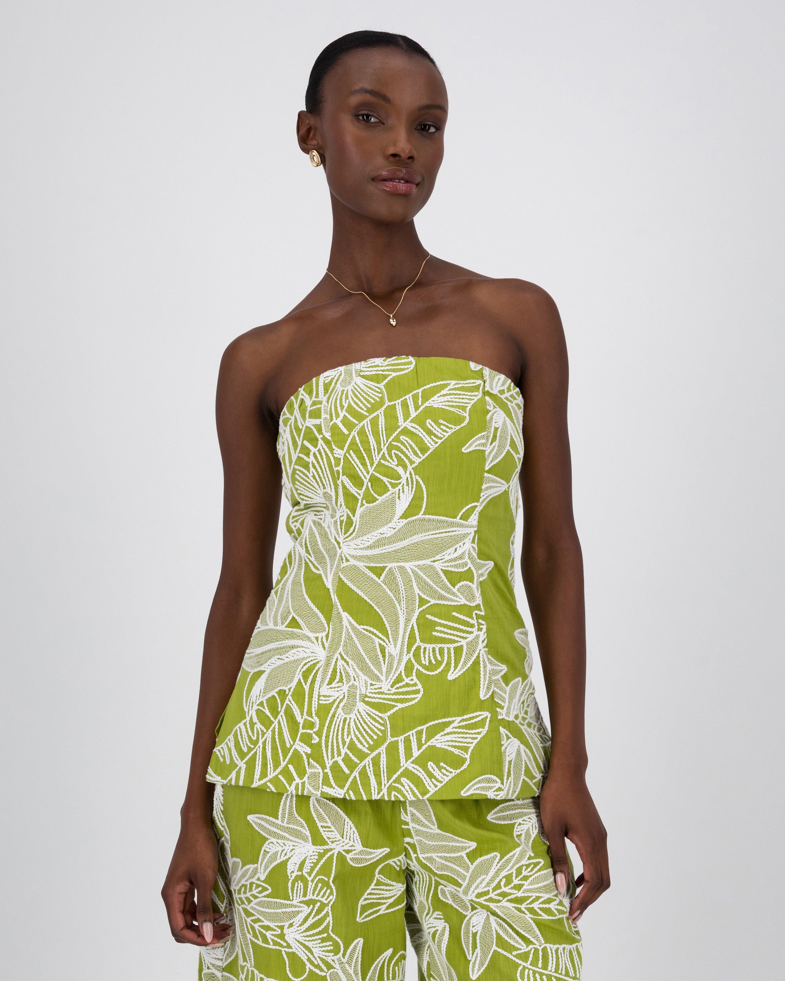 Phoebe Embroidered Top -  Green