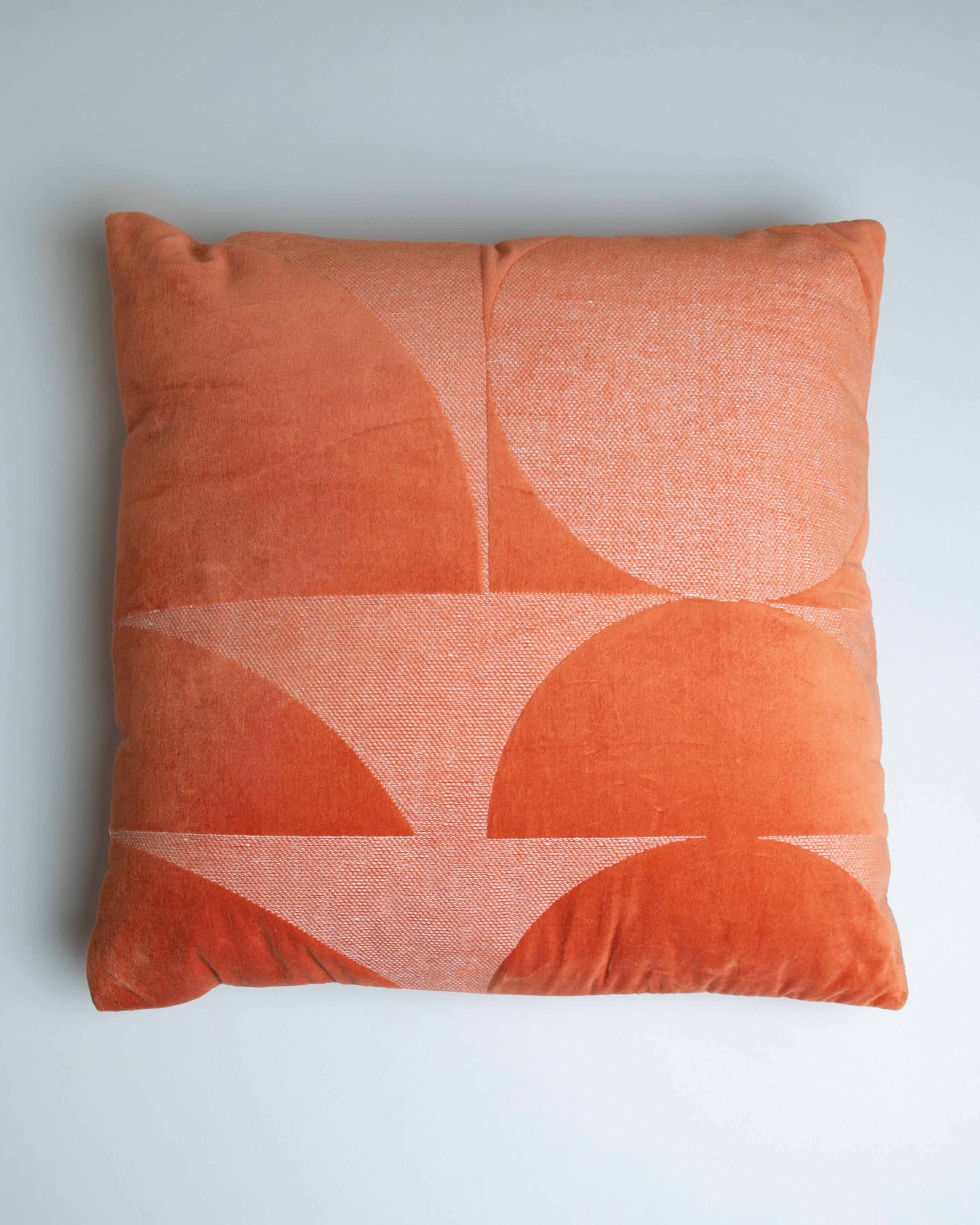 Geometric Velvet Pillow -  Rust
