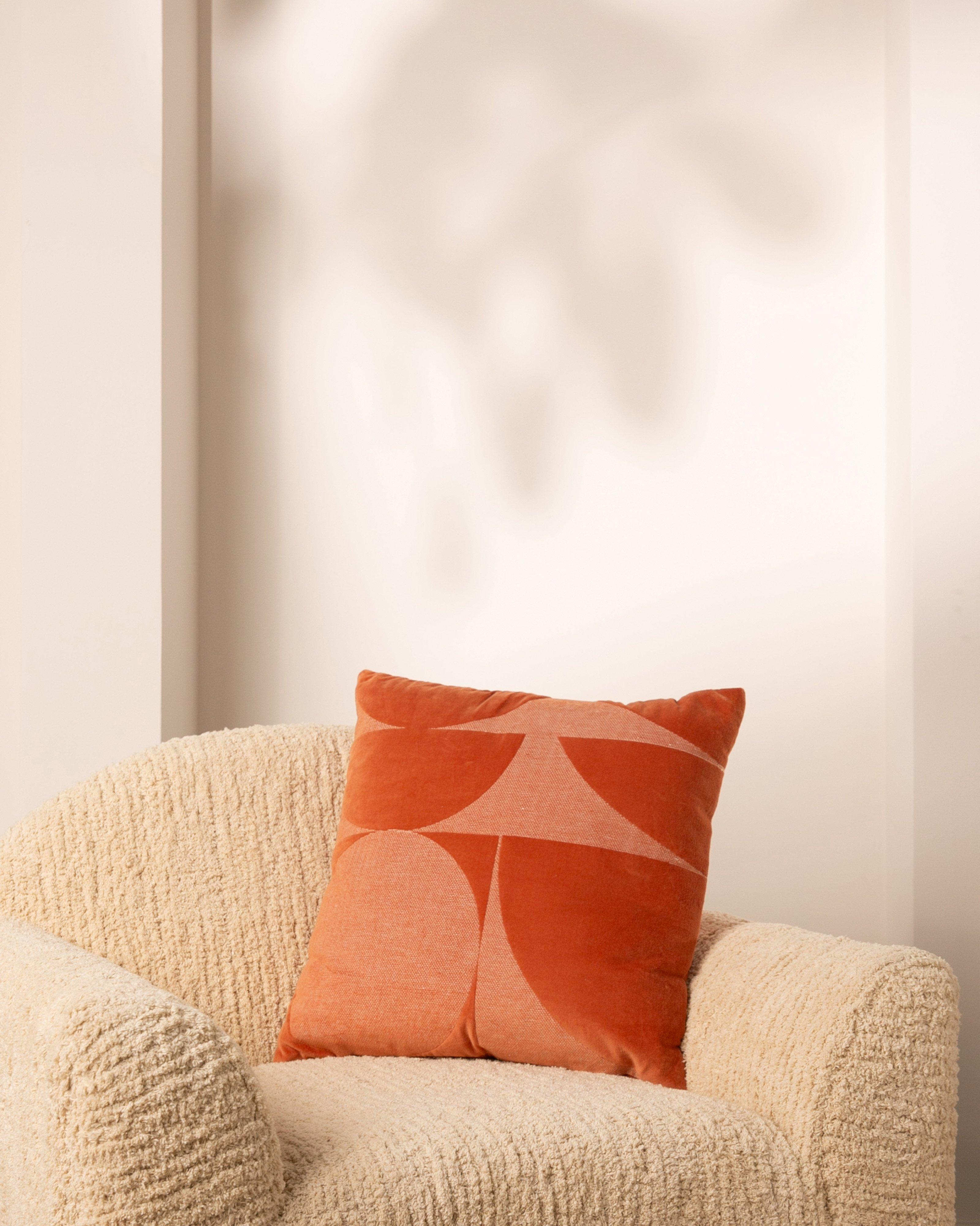 Geometric Velvet Pillow -  Rust
