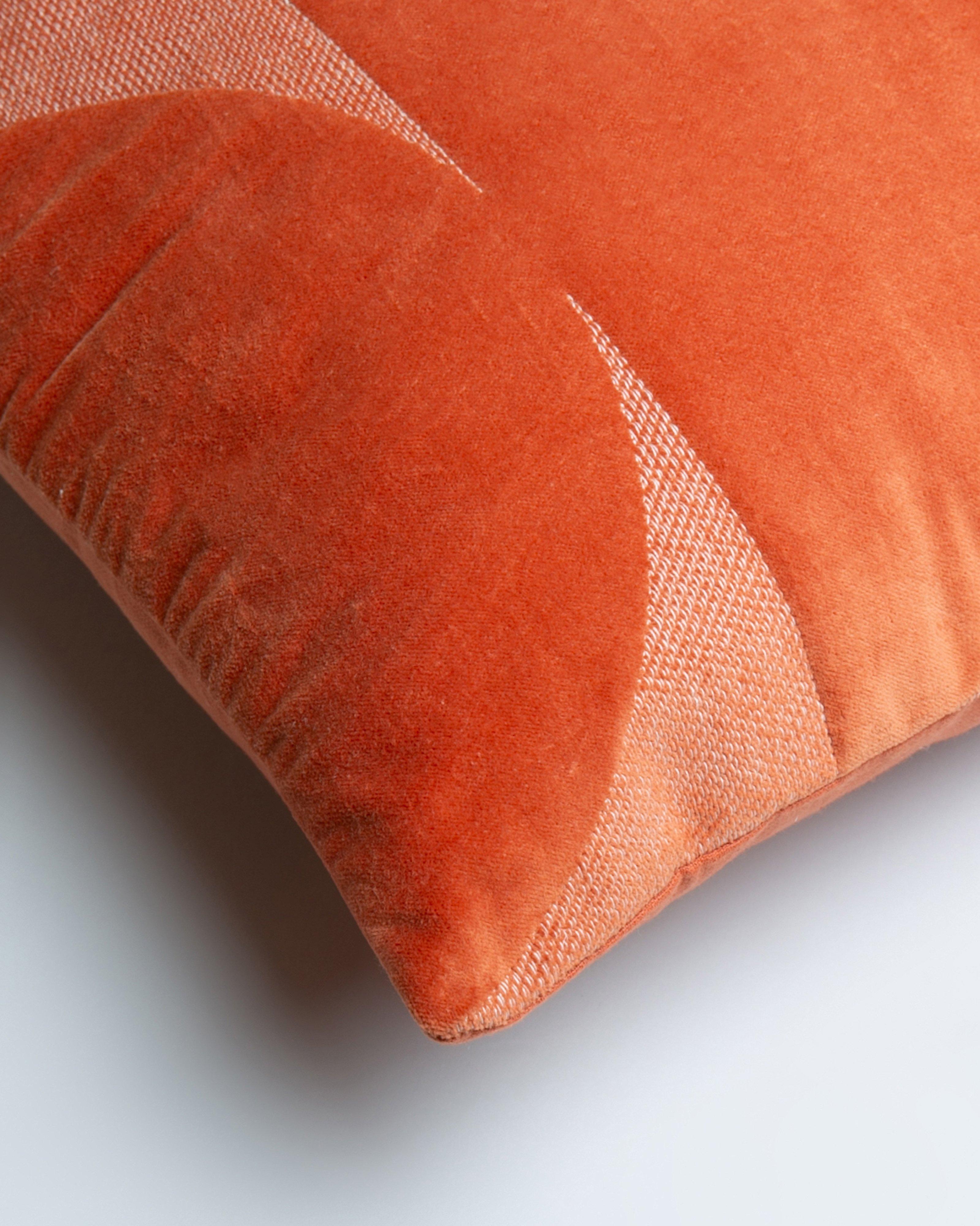 Geometric Velvet Pillow -  Rust