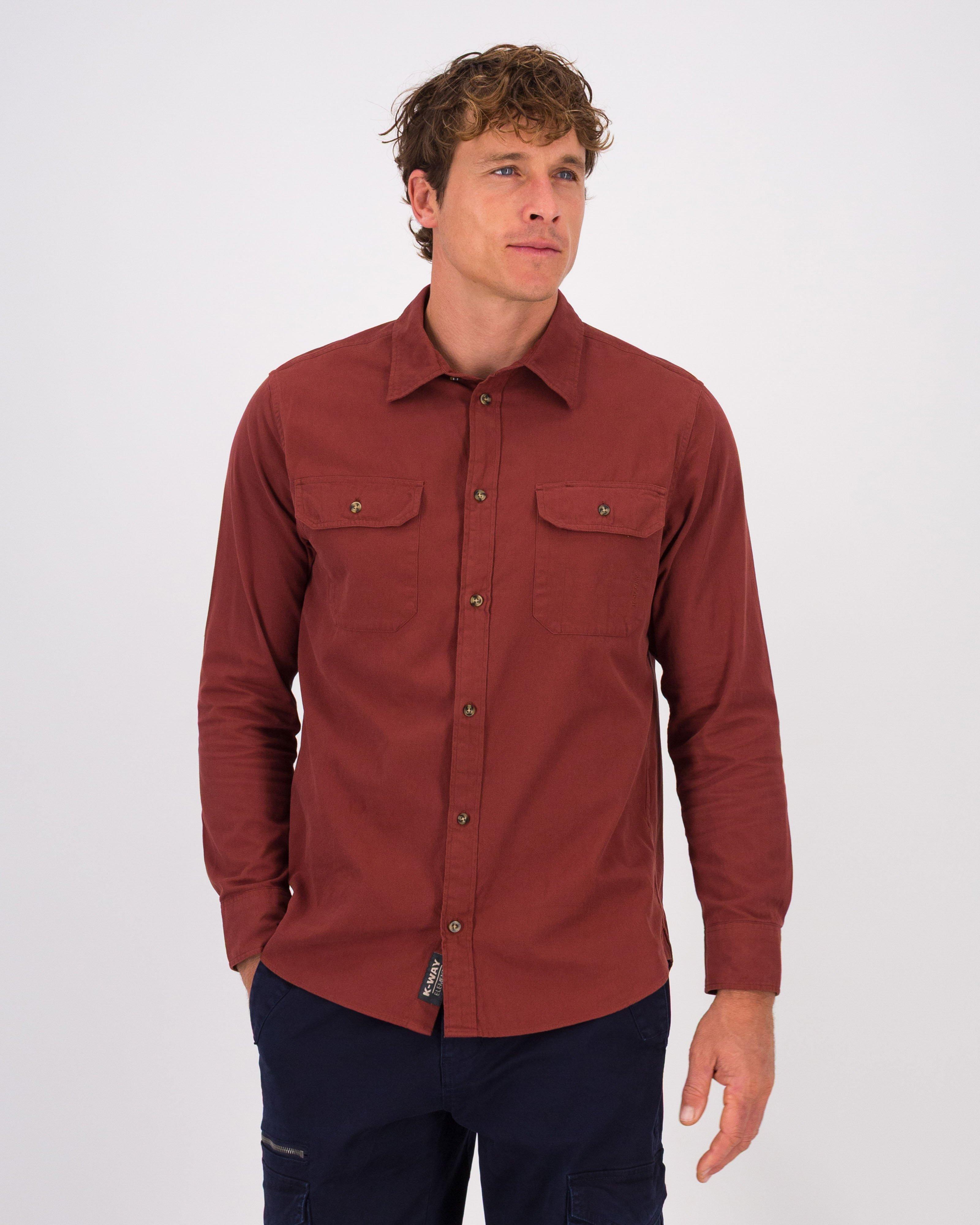 K-Way Elements Men’s Camron Long Sleeve Cord Shirt -  Burgundy