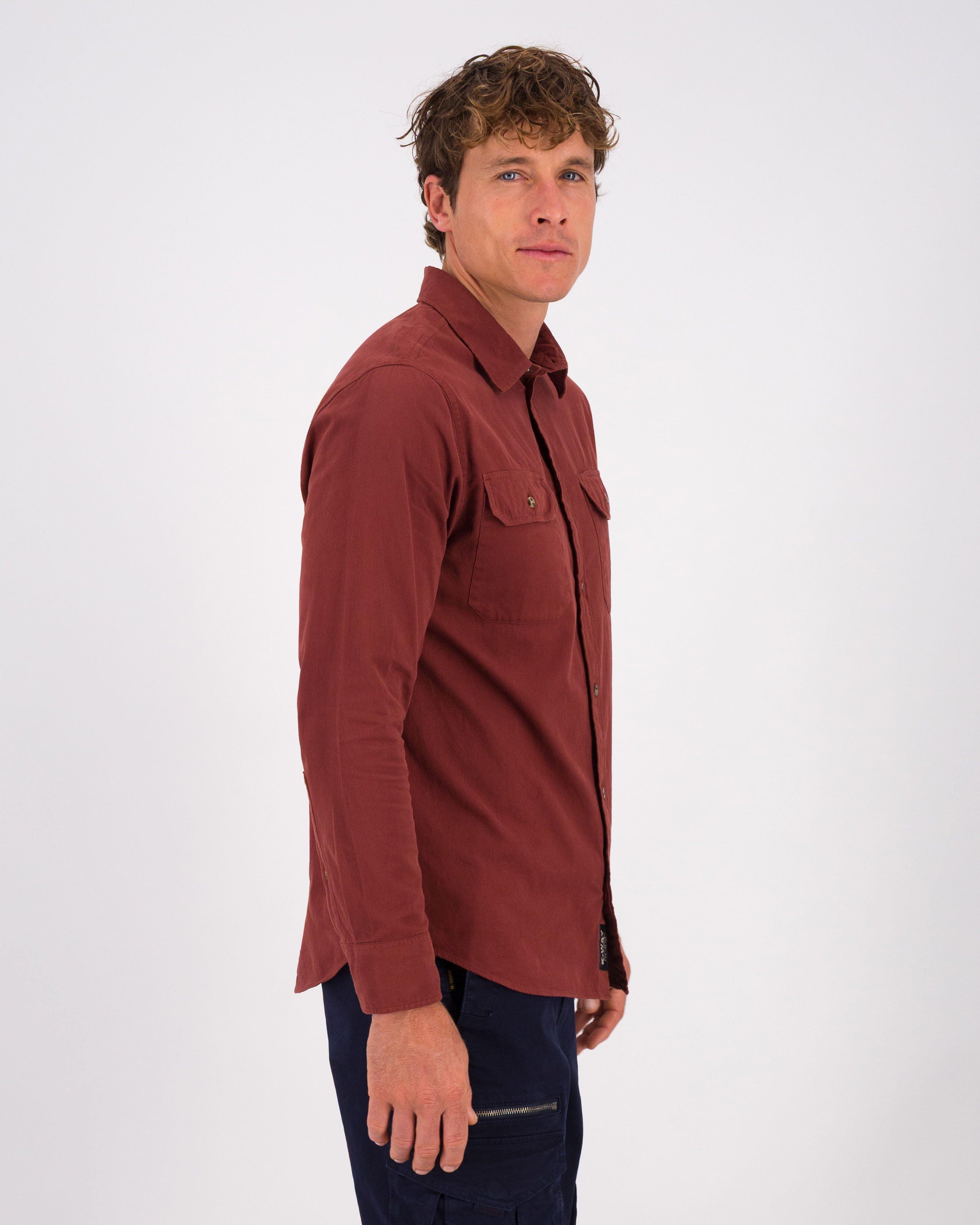 K-Way Elements Men’s Camron Long Sleeve Cord Shirt -  Burgundy