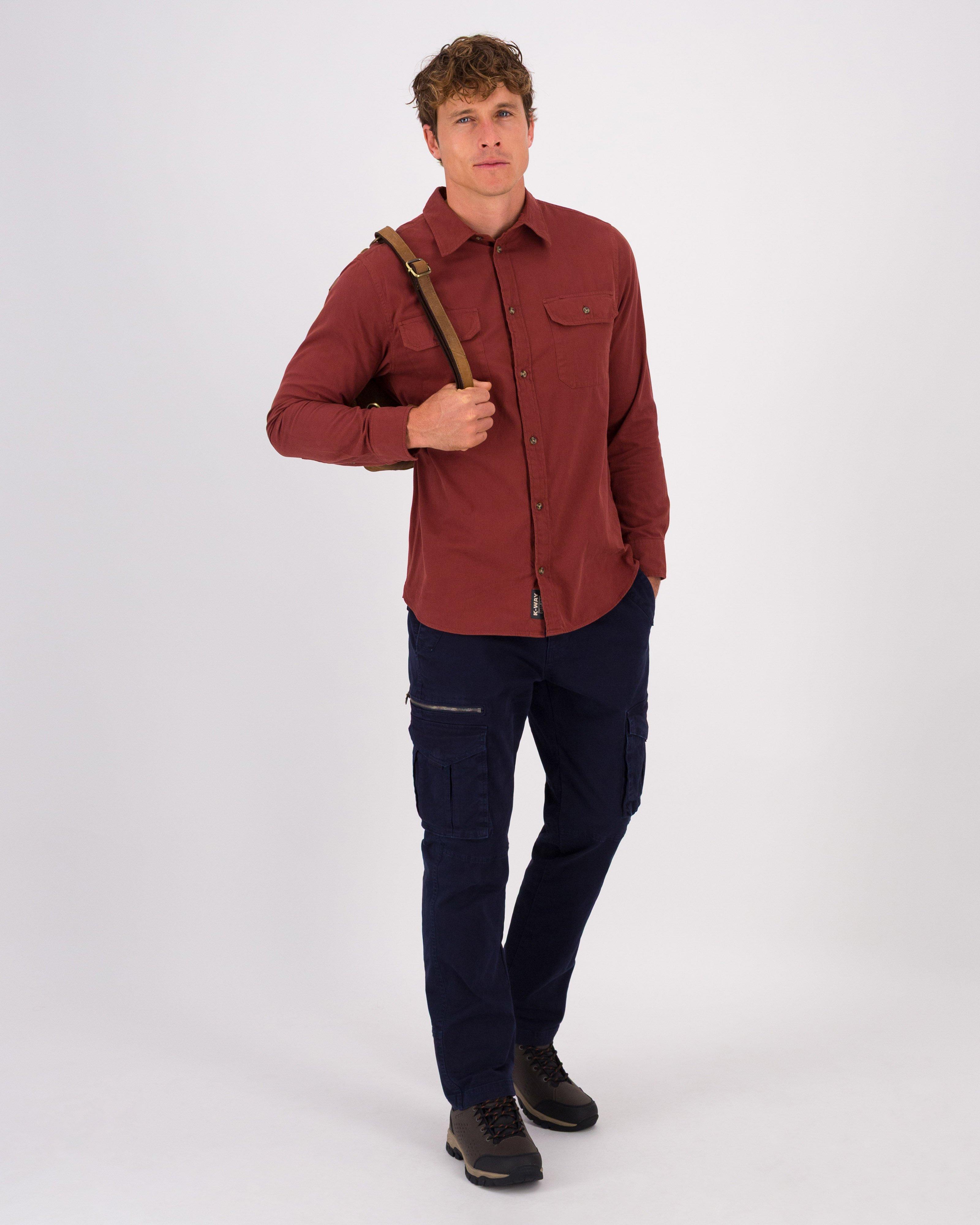 K-Way Elements Men’s Camron Long Sleeve Cord Shirt -  Burgundy