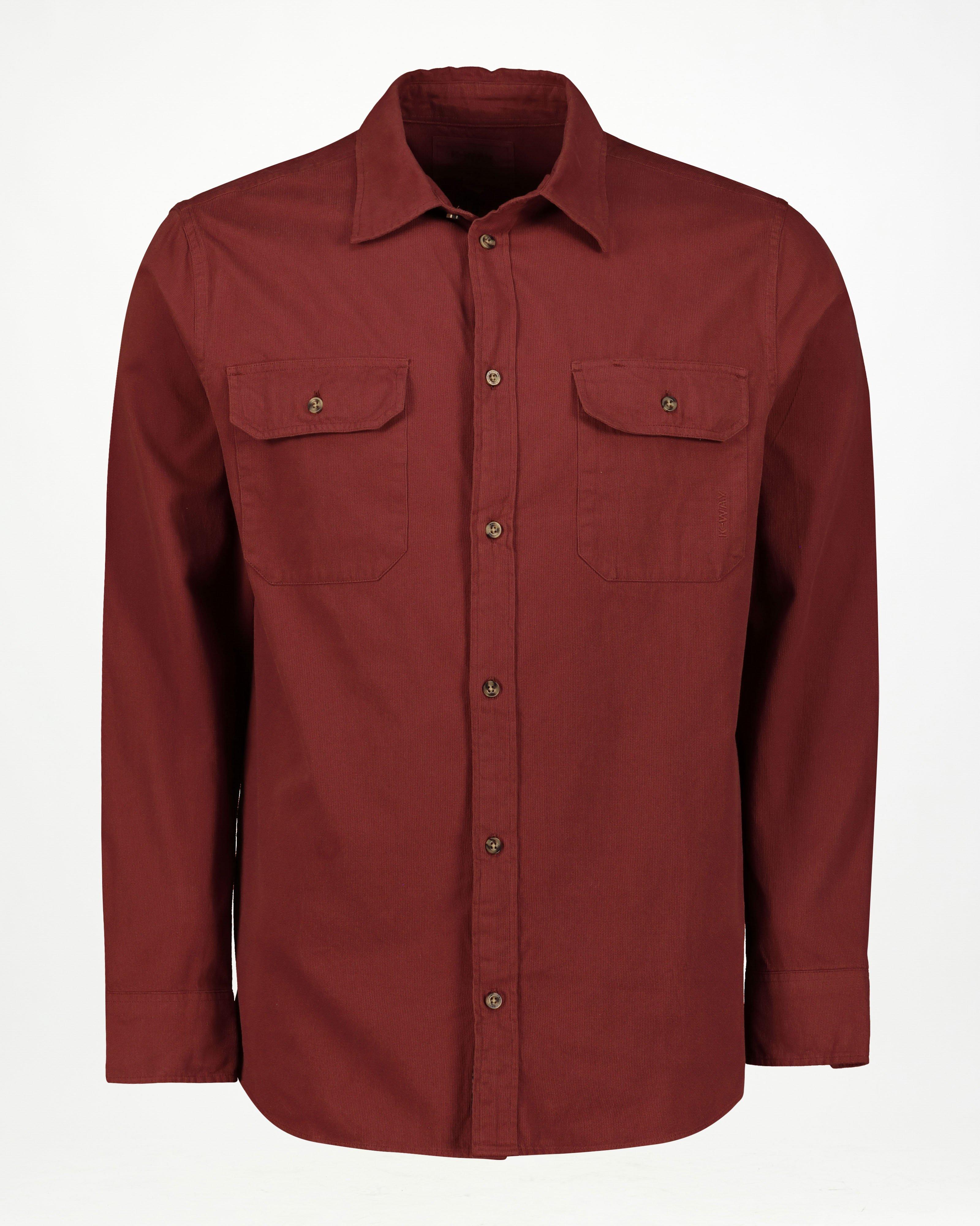 K-Way Elements Men’s Camron Long Sleeve Cord Shirt -  Burgundy