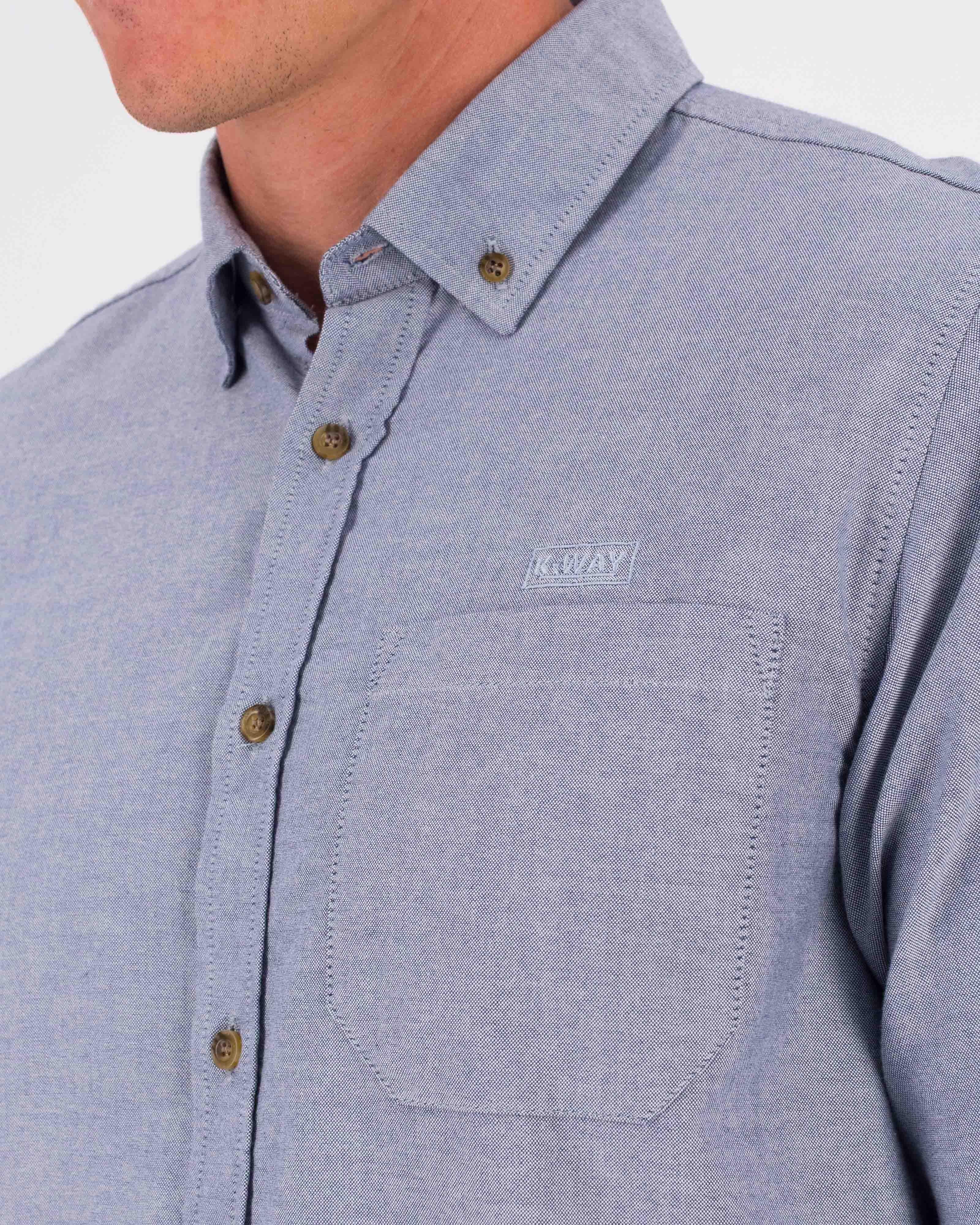 K-Way Elements Men’s Long Sleeve Oxford Shirt -  Mid Blue