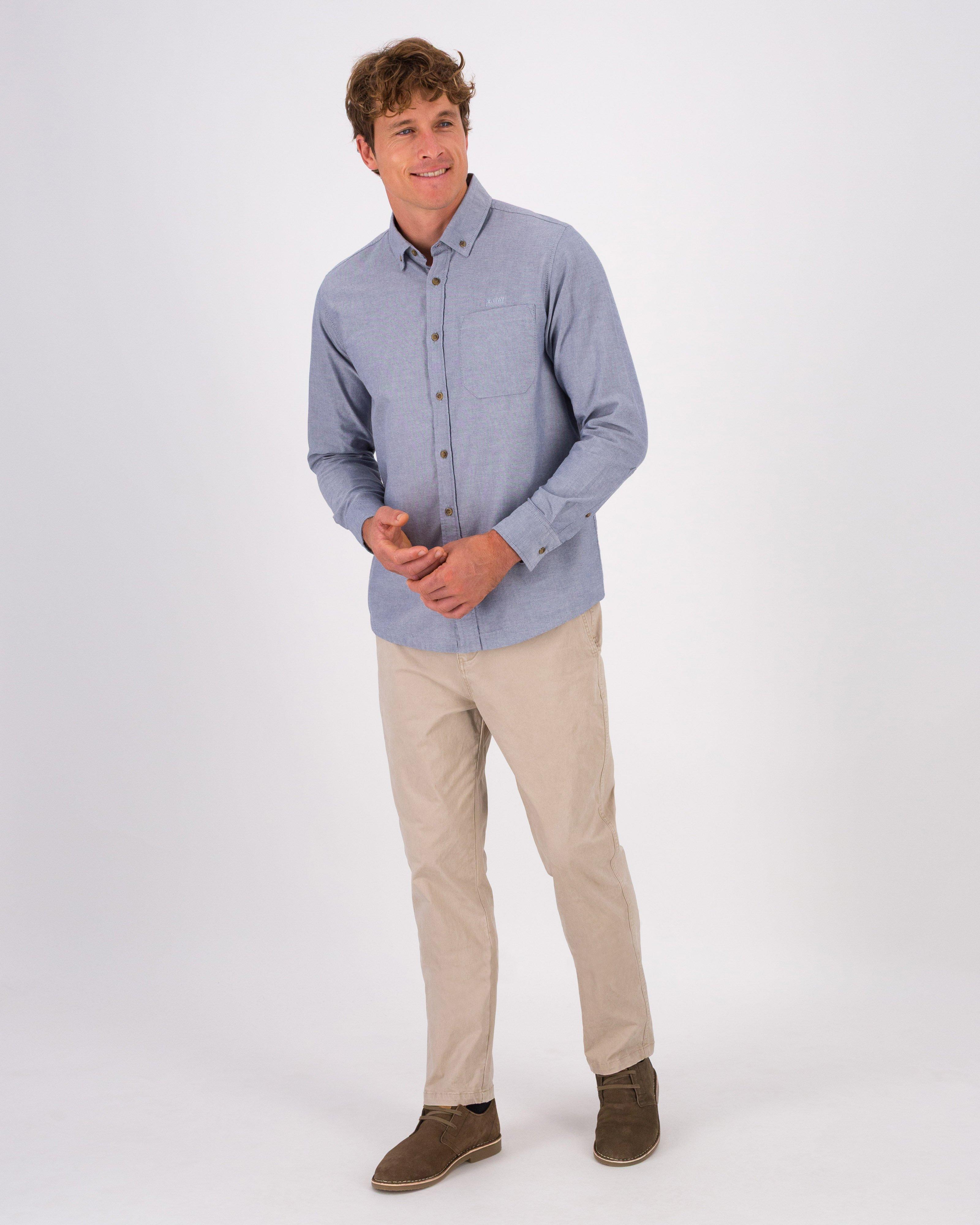 K-Way Elements Men’s Long Sleeve Oxford Shirt -  Mid Blue