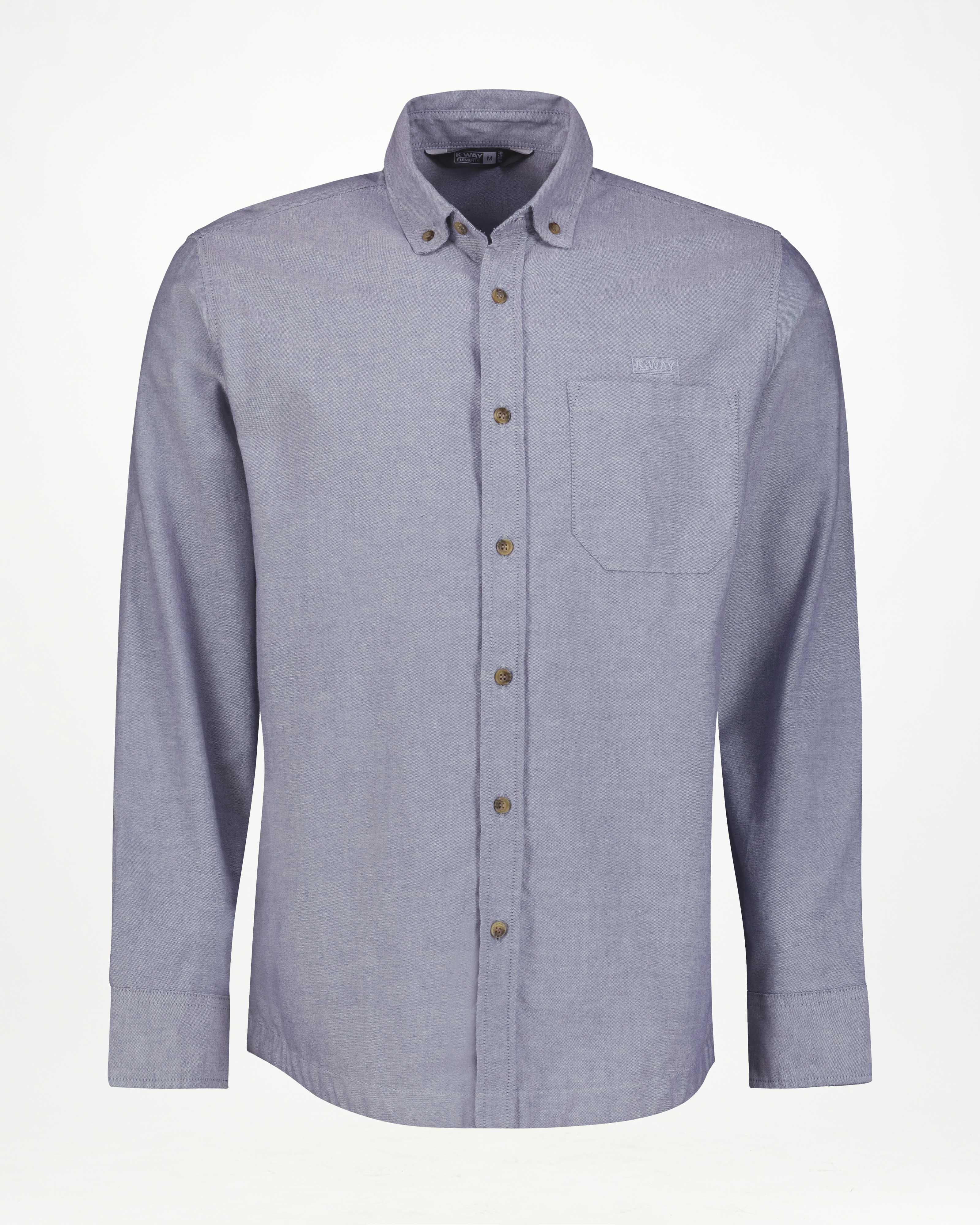 K-Way Elements Men’s Long Sleeve Oxford Shirt -  Mid Blue