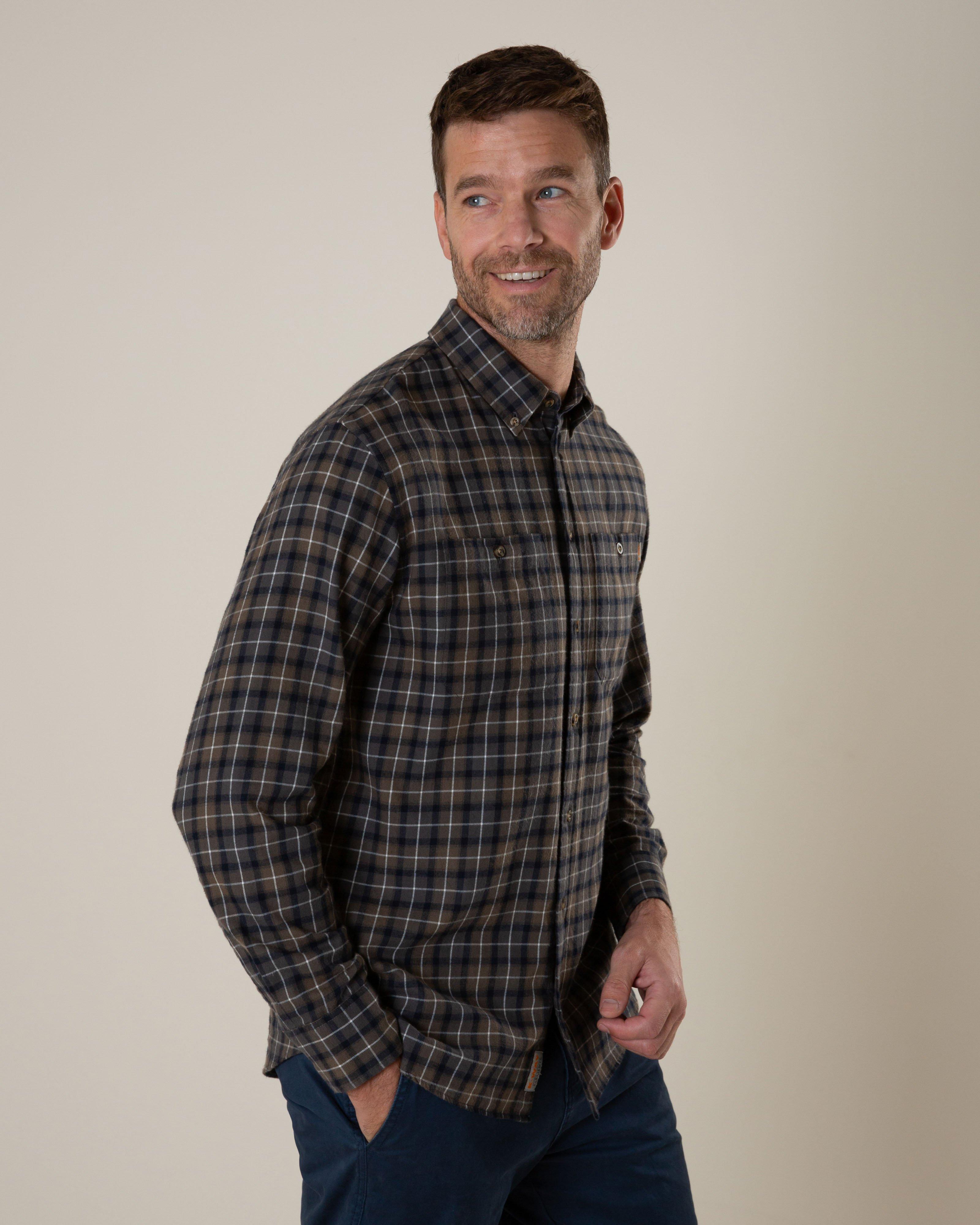 K-Way Elements Men’s Long-Sleeved Flannel Shirt -  Brown